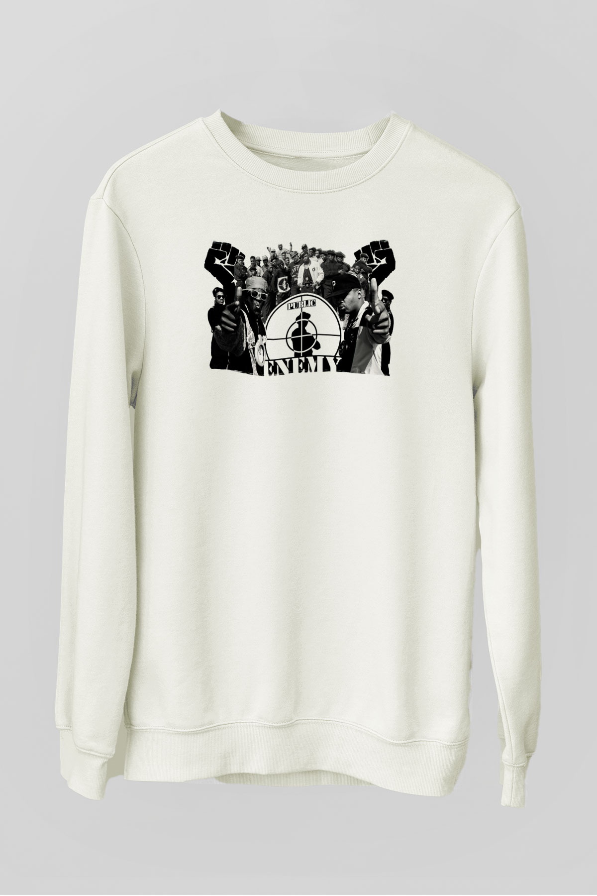 Public Enemy Beyaz Unisex Sweatshirt