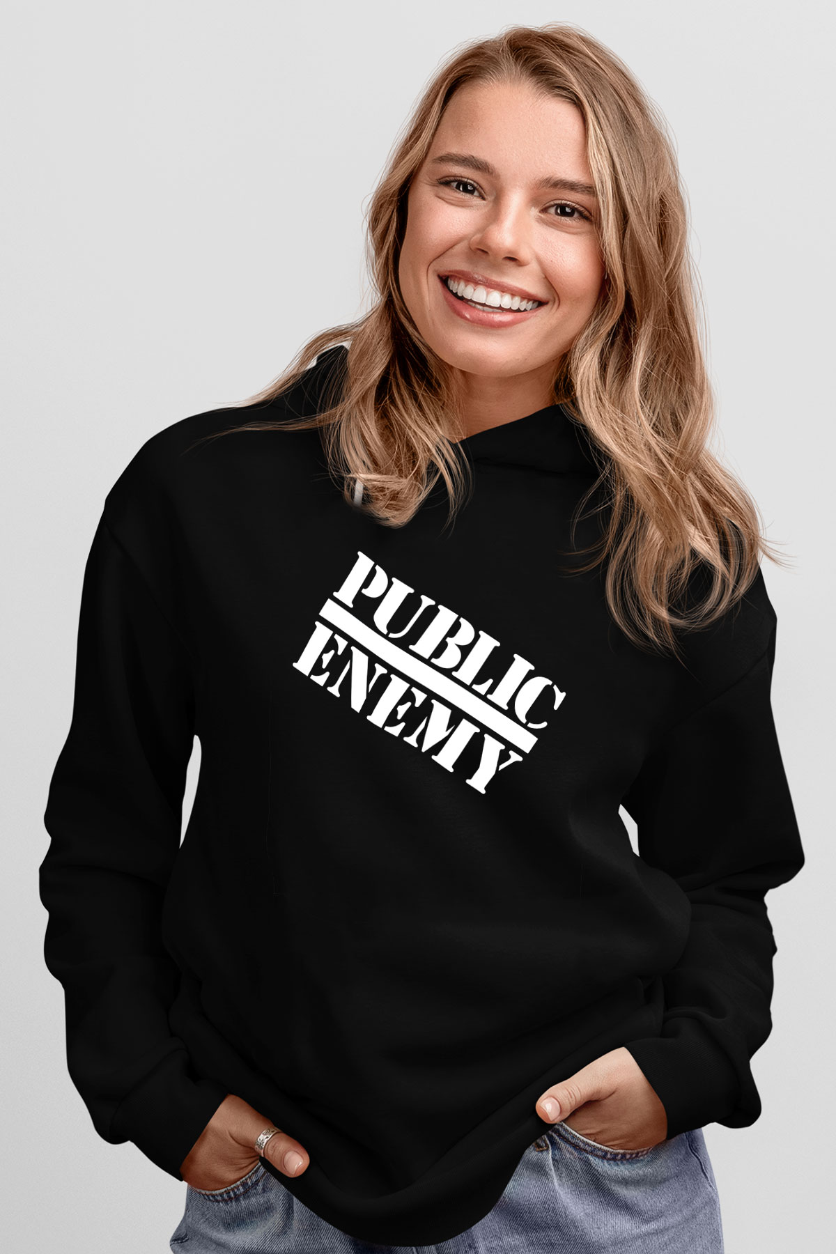 Public Enemy Siyah Unisex Hoodie