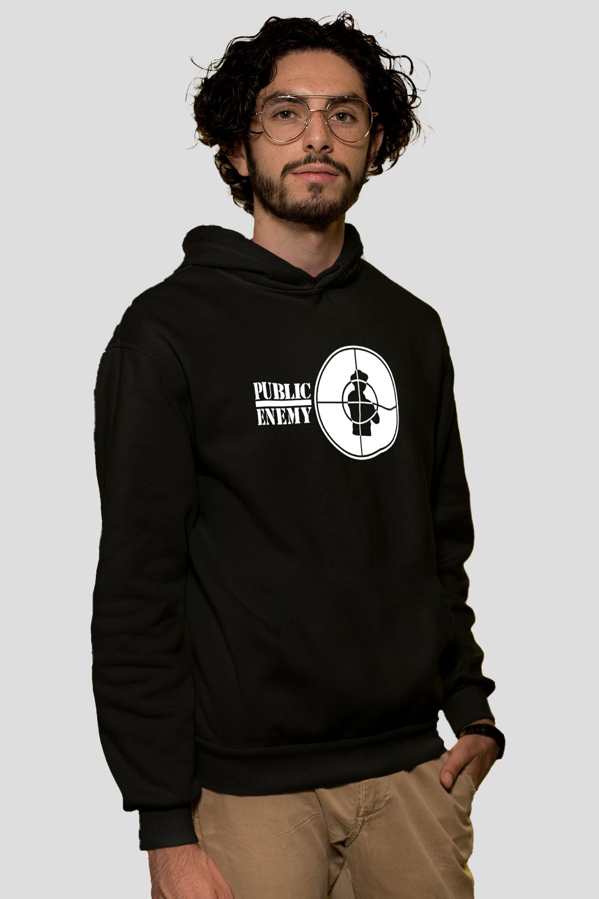 Public Enemy Siyah Unisex Kapüşonlu Sweatshirt