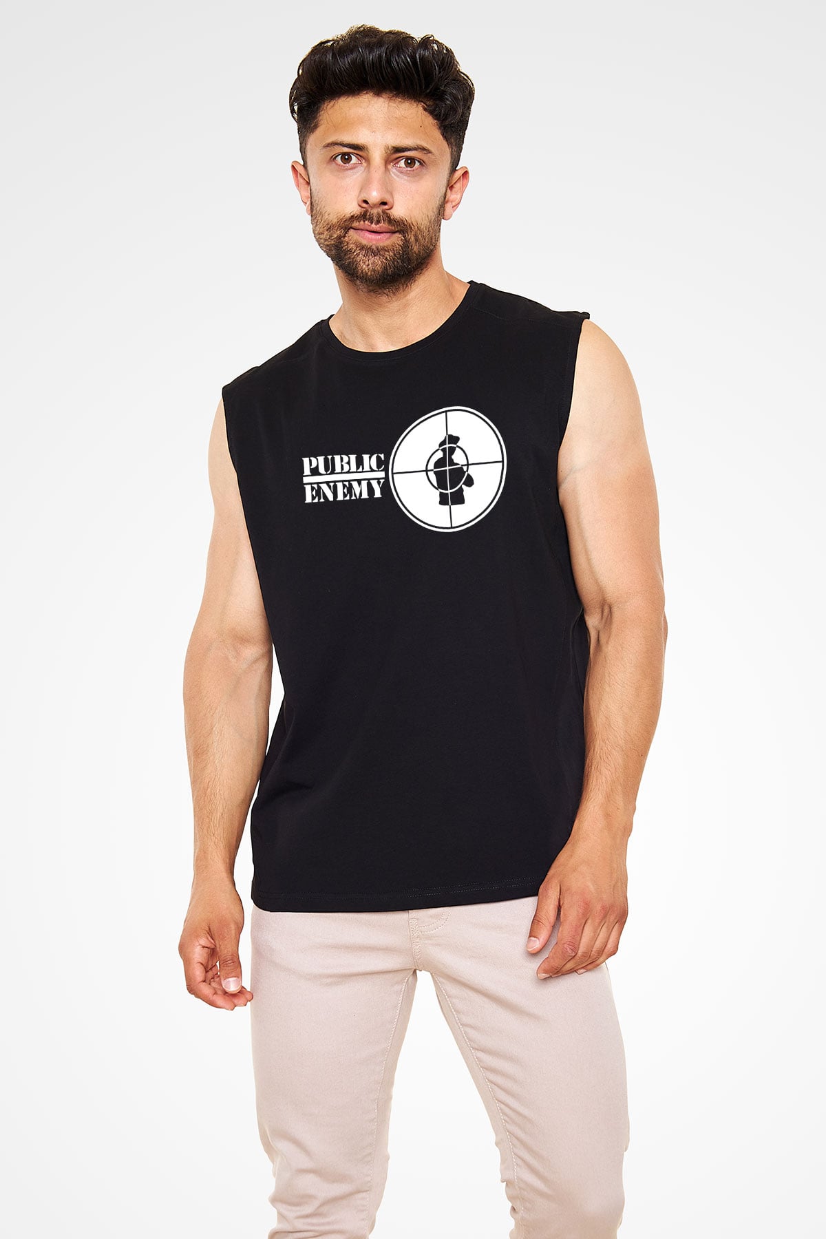 Public Enemy Siyah Unisex Kolsuz Tişört