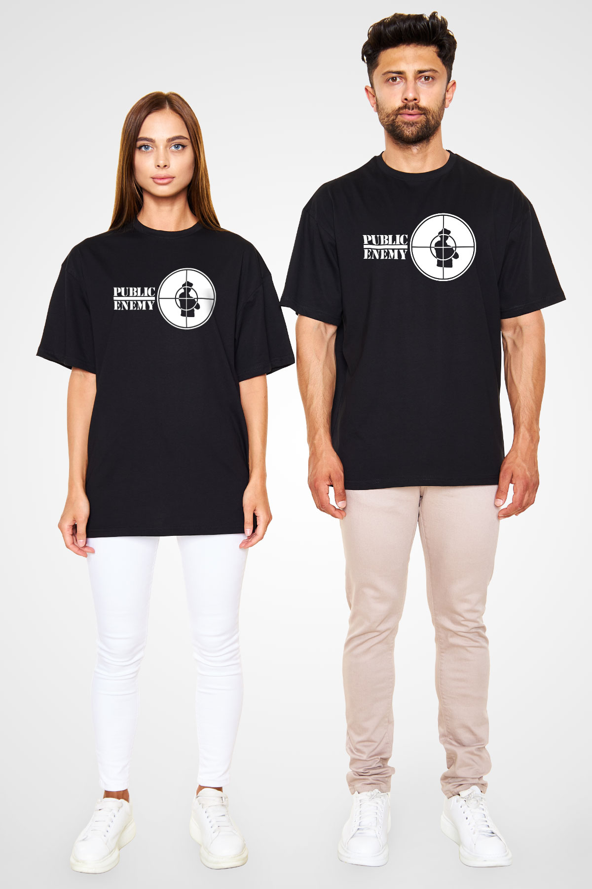 Public Enemy Siyah Oversize Tişört Oversize T-shirt - TişörtFabrikası