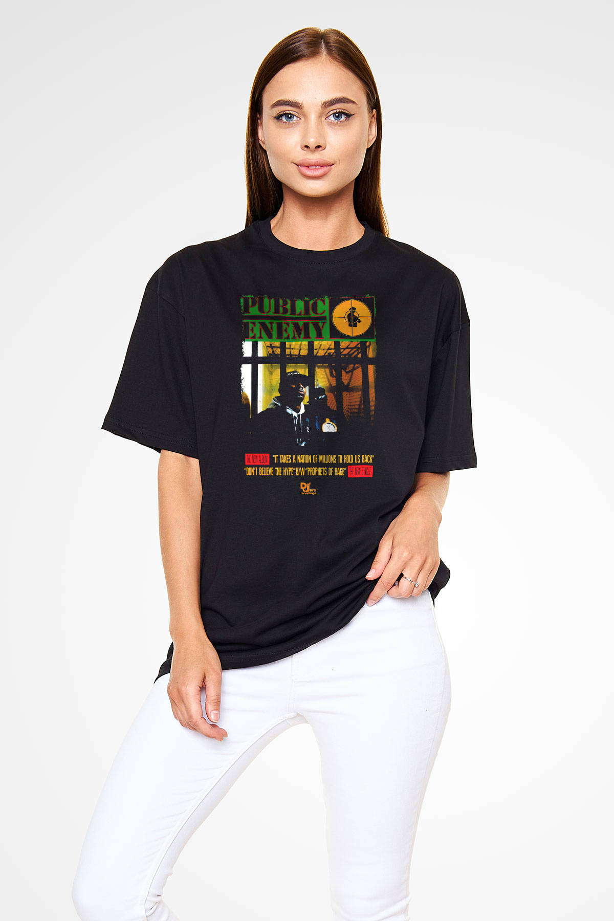 Public Enemy Siyah Oversize Tişört Oversize T-shirt - TişörtFabrikası