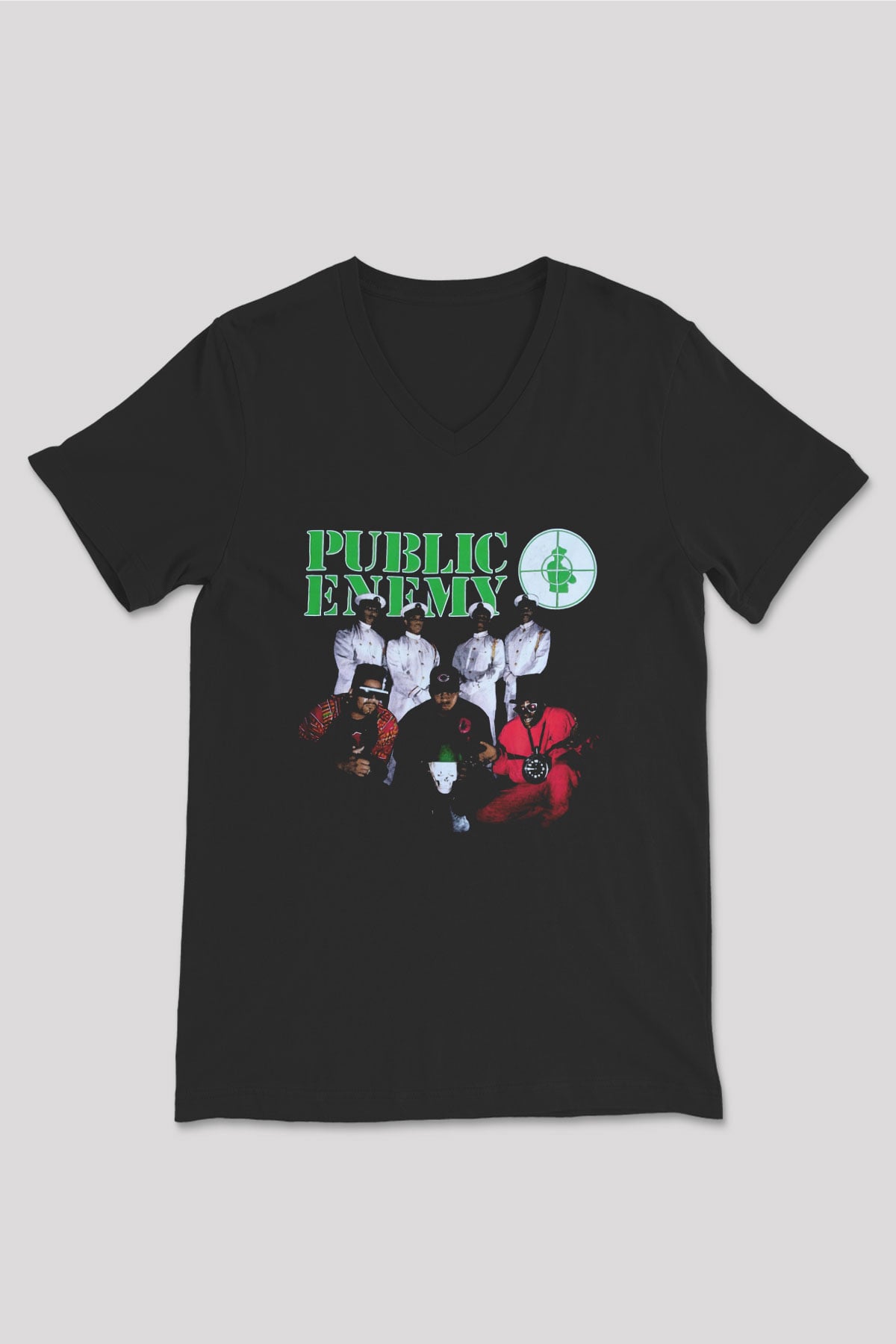 Public Enemy Siyah Unisex V Yaka Tişört
