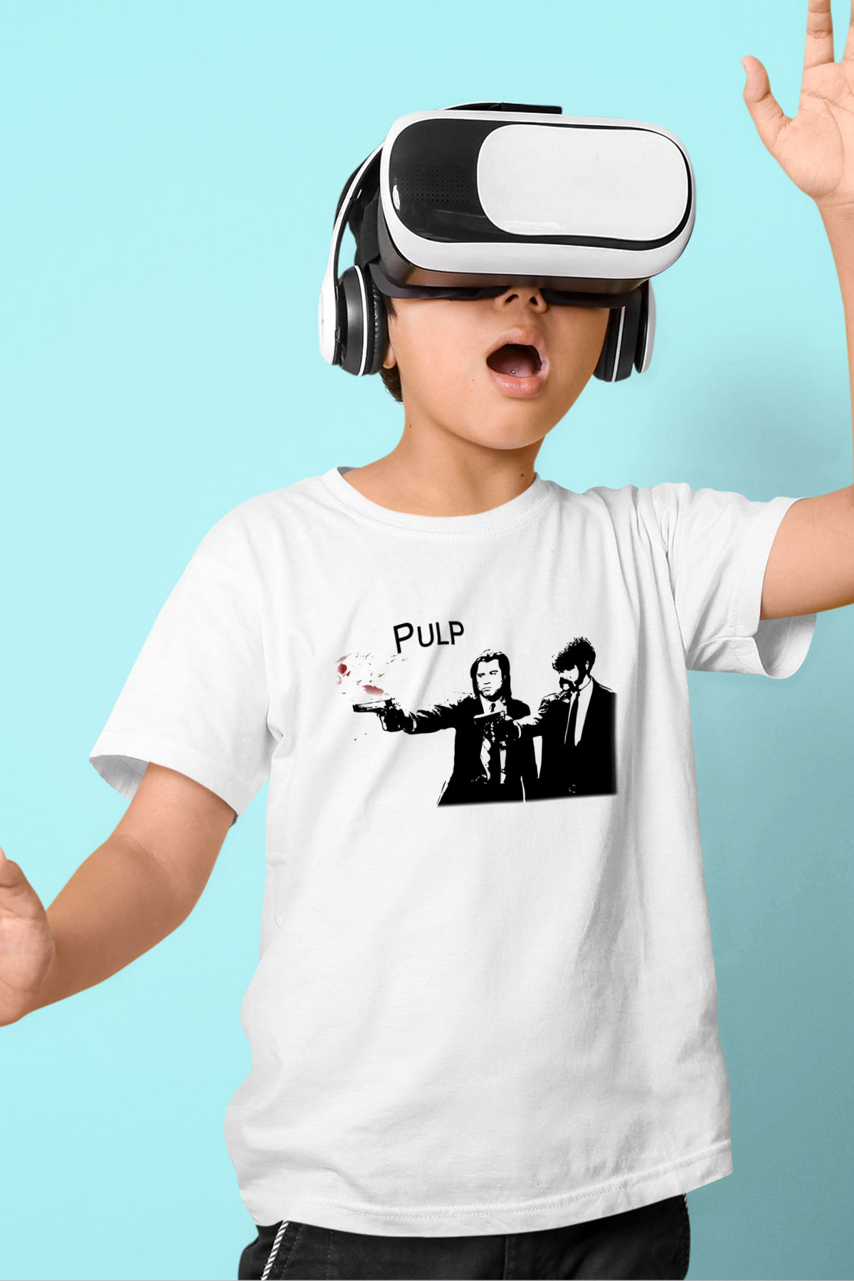 Pulp Fiction Baskılı Beyaz Unisex Çocuk Tişört