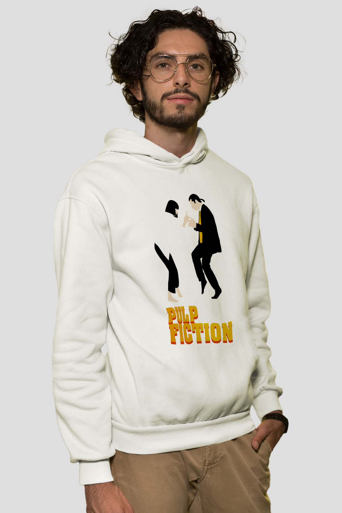 Pulp Fiction Beyaz Unisex Hoodie