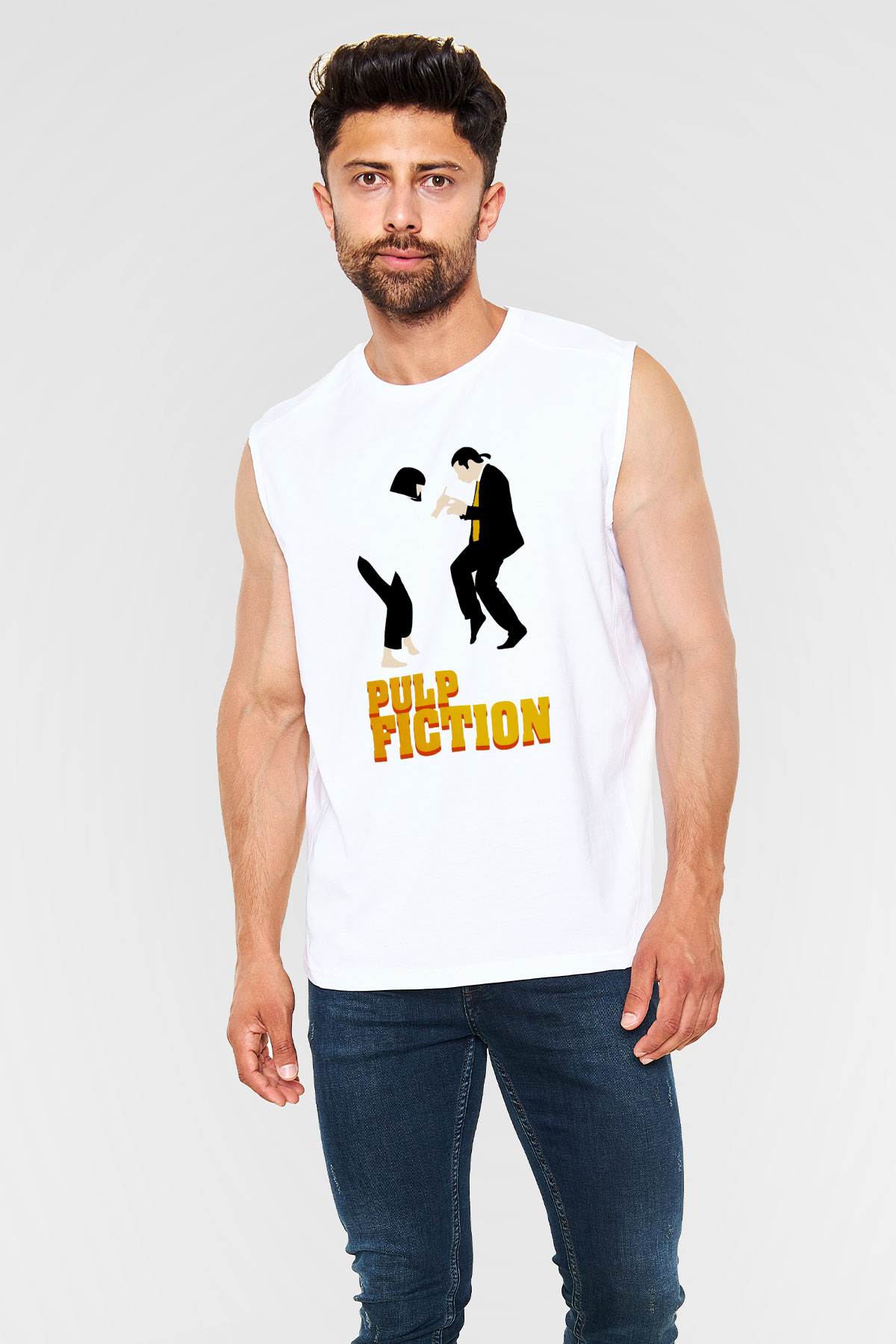 Pulp Fiction Beyaz Unisex Kolsuz Tişört
