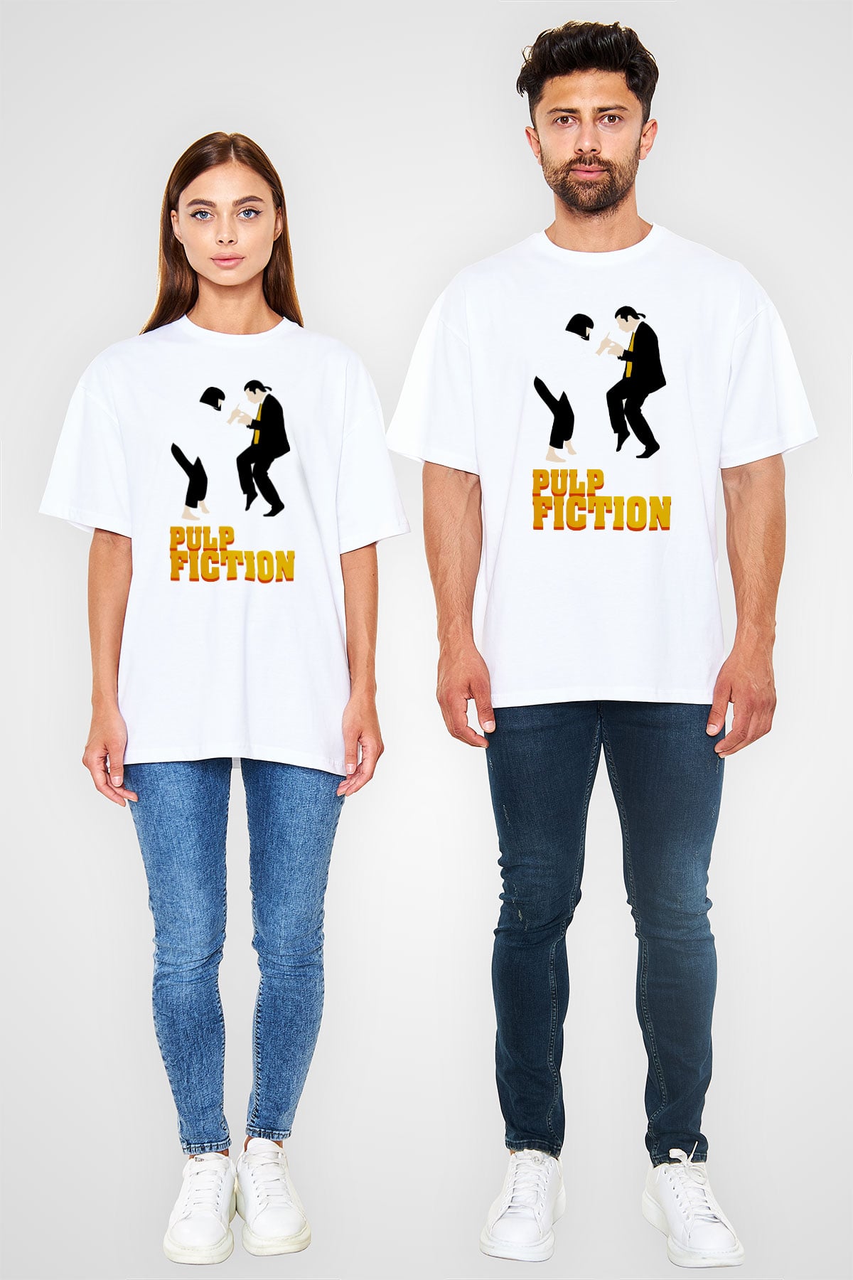 Pulp Fiction Beyaz Unisex Oversize Tişört T-Shirt