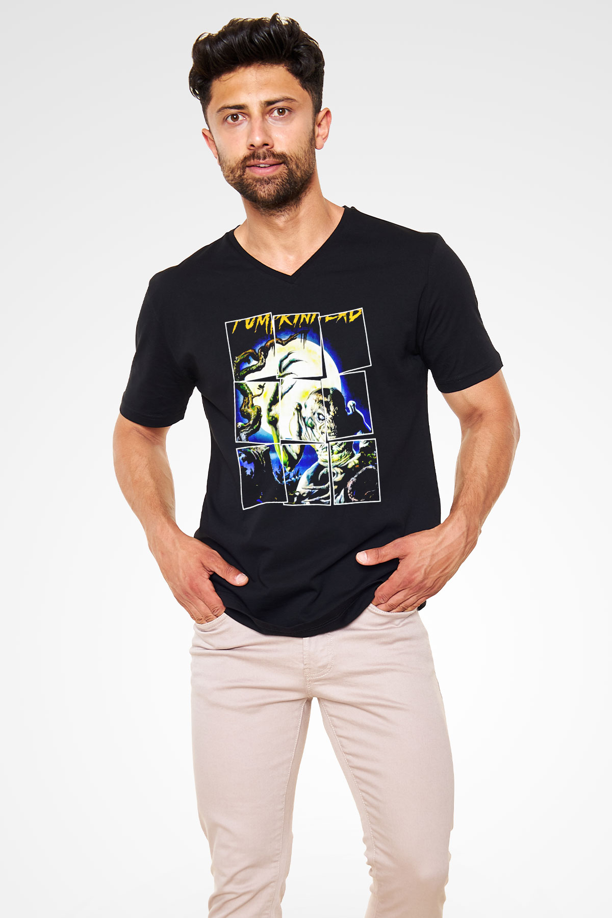 Pumpkinhead Siyah Unisex  V Yaka Tişört
