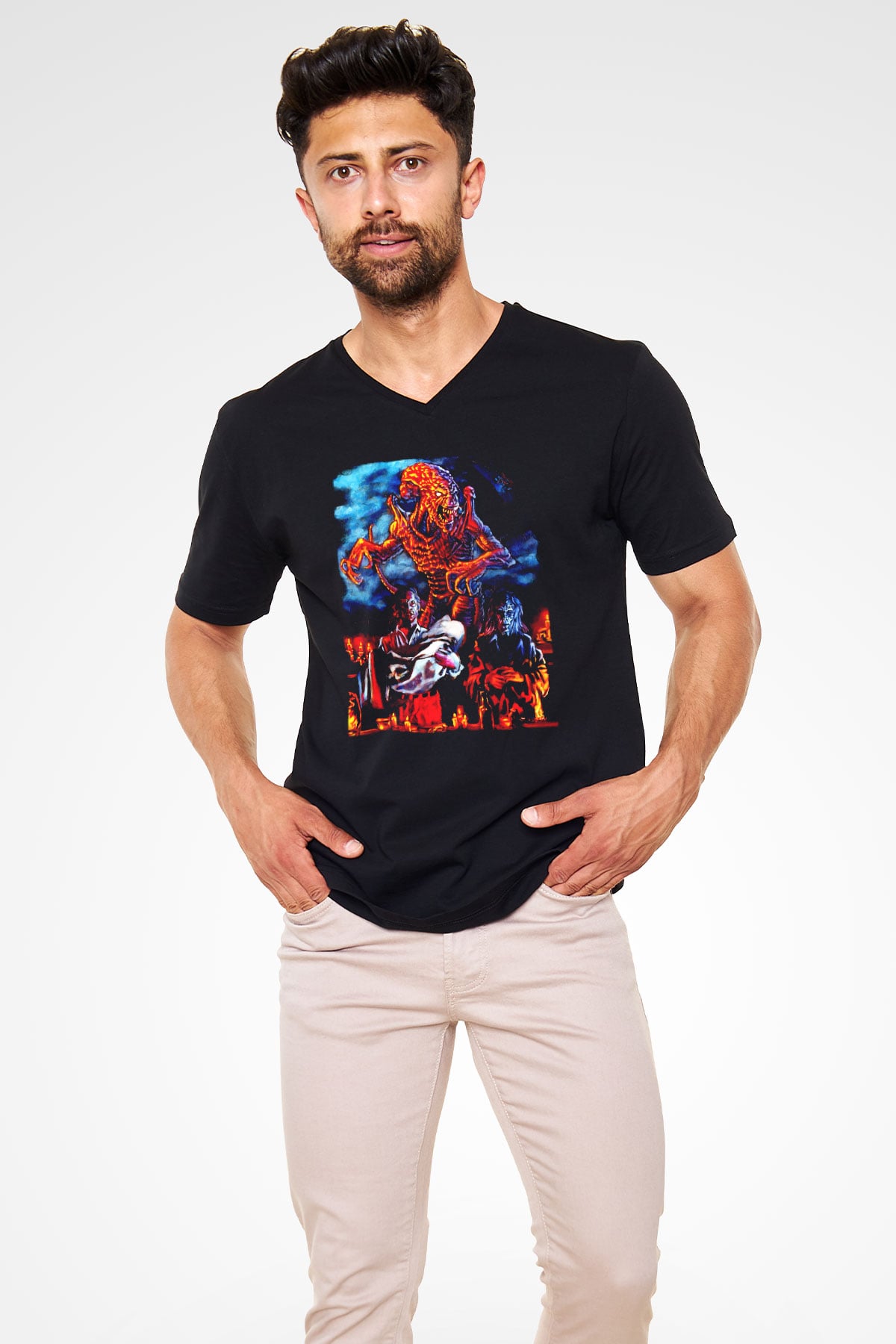 Pumpkinhead Siyah Unisex V Yaka Tişört
