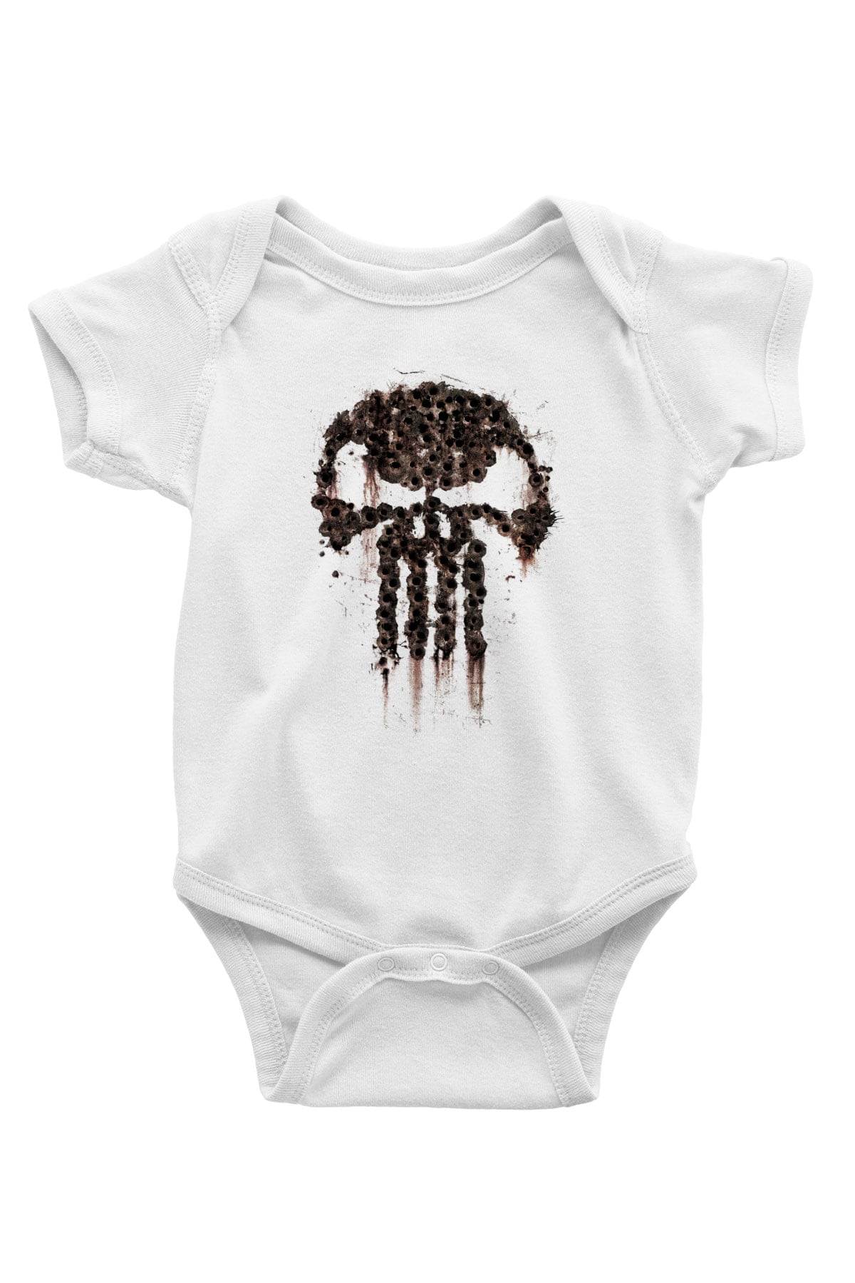 Punisher Baskılı Beyaz Unisex Bebek Body - Zıbın
