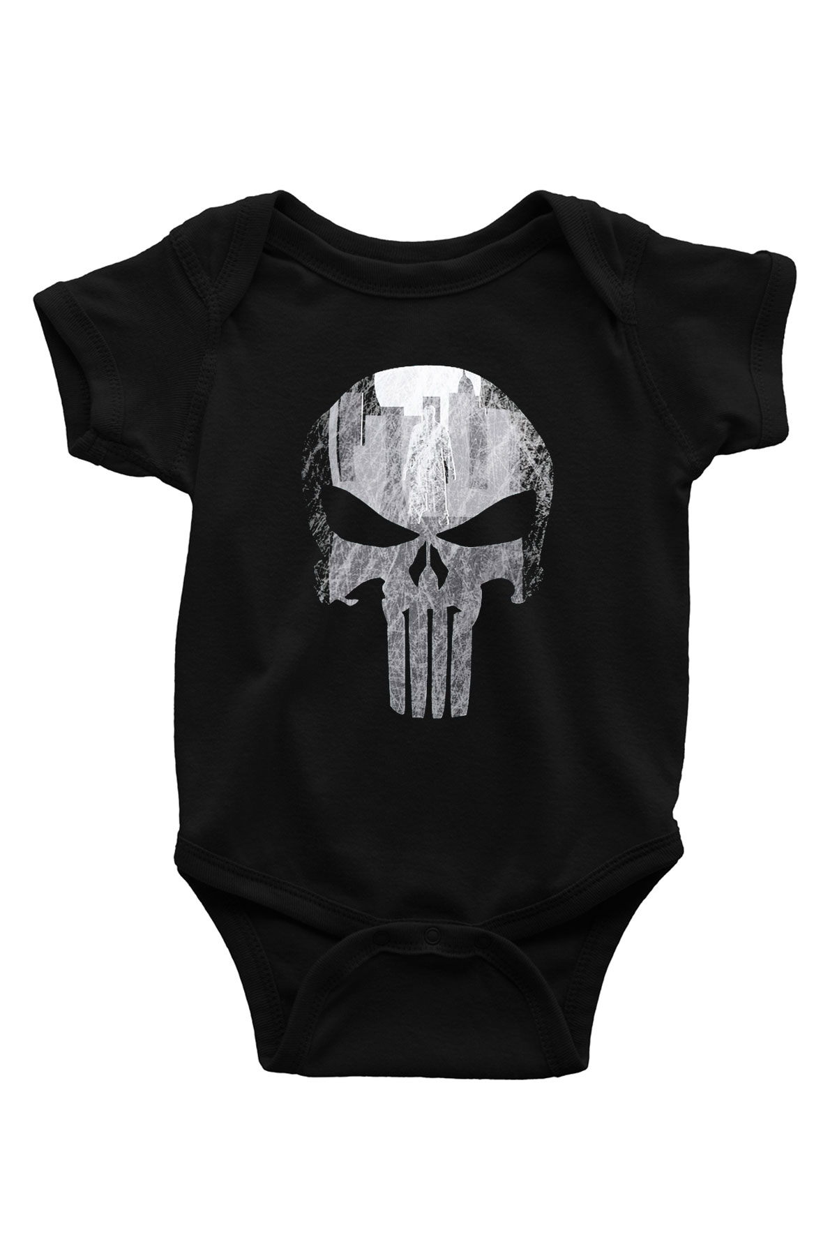 Punisher Baskılı Siyah Bebek Body - Zıbın