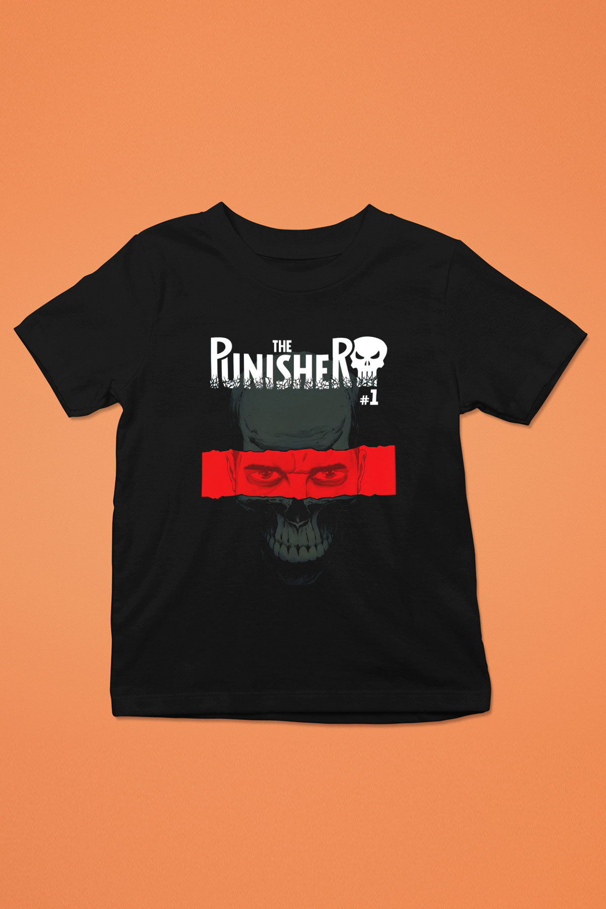 Punisher Baskılı Siyah Unisex Çocuk Tişört