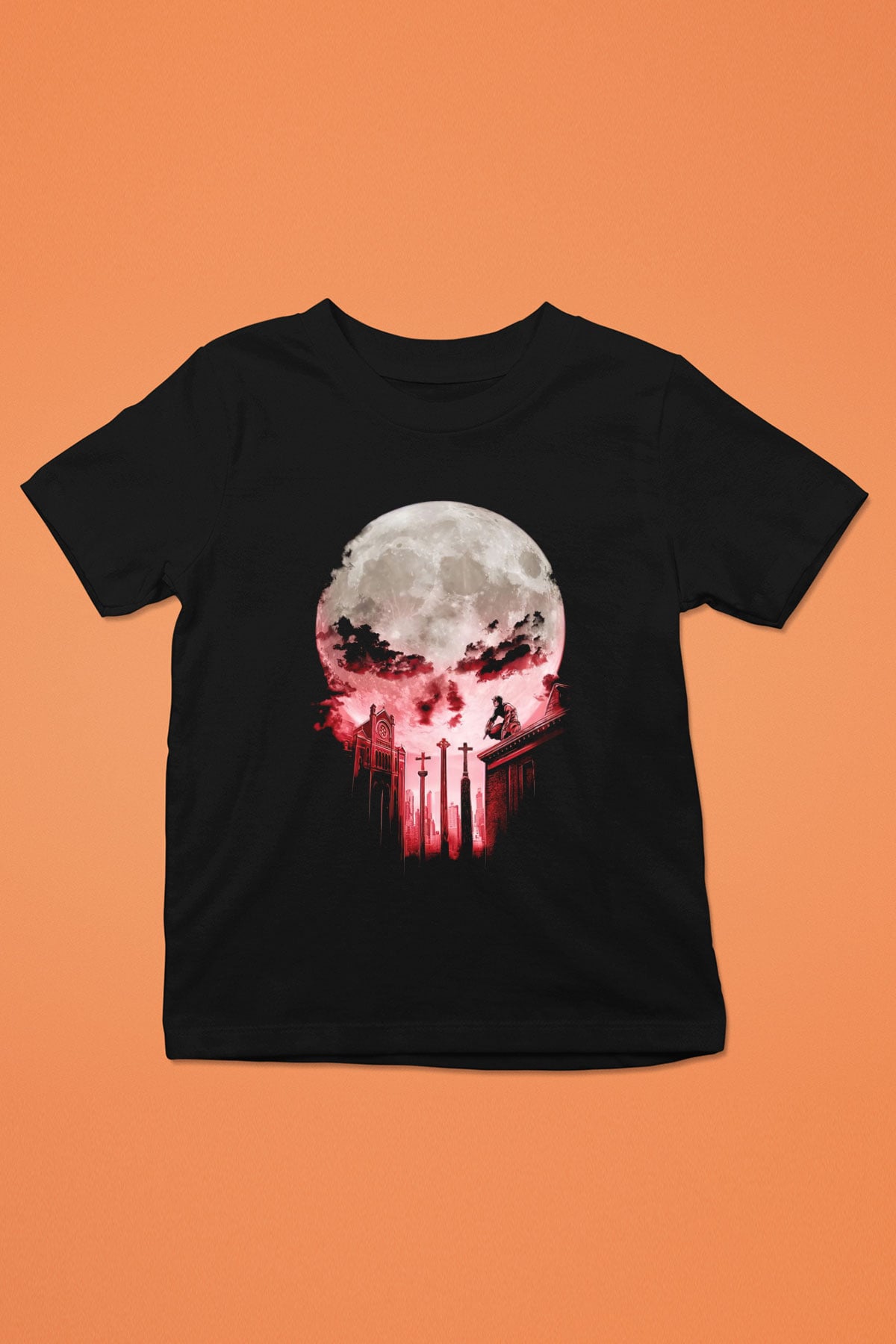Punisher Baskılı Siyah Unisex Çocuk Tişört
