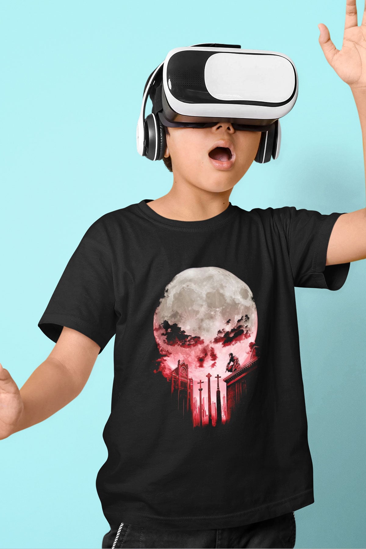 Punisher Baskılı Siyah Unisex Çocuk Tişört