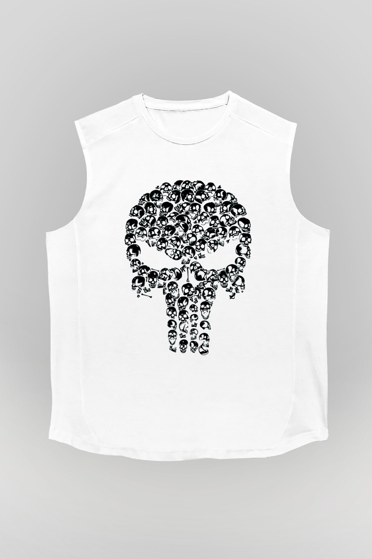 Punisher Beyaz Unisex Kolsuz Tişört