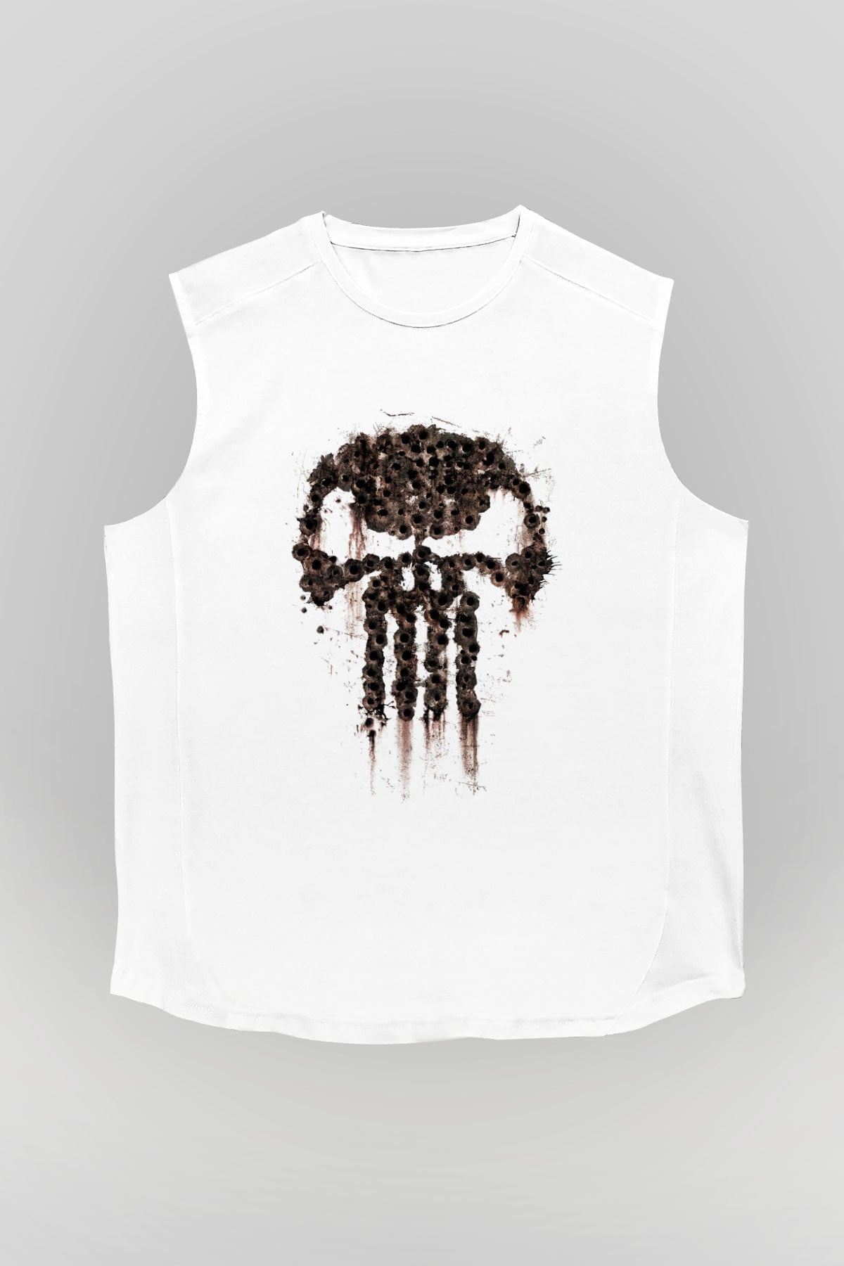 Punisher Beyaz Unisex Kolsuz Tişört