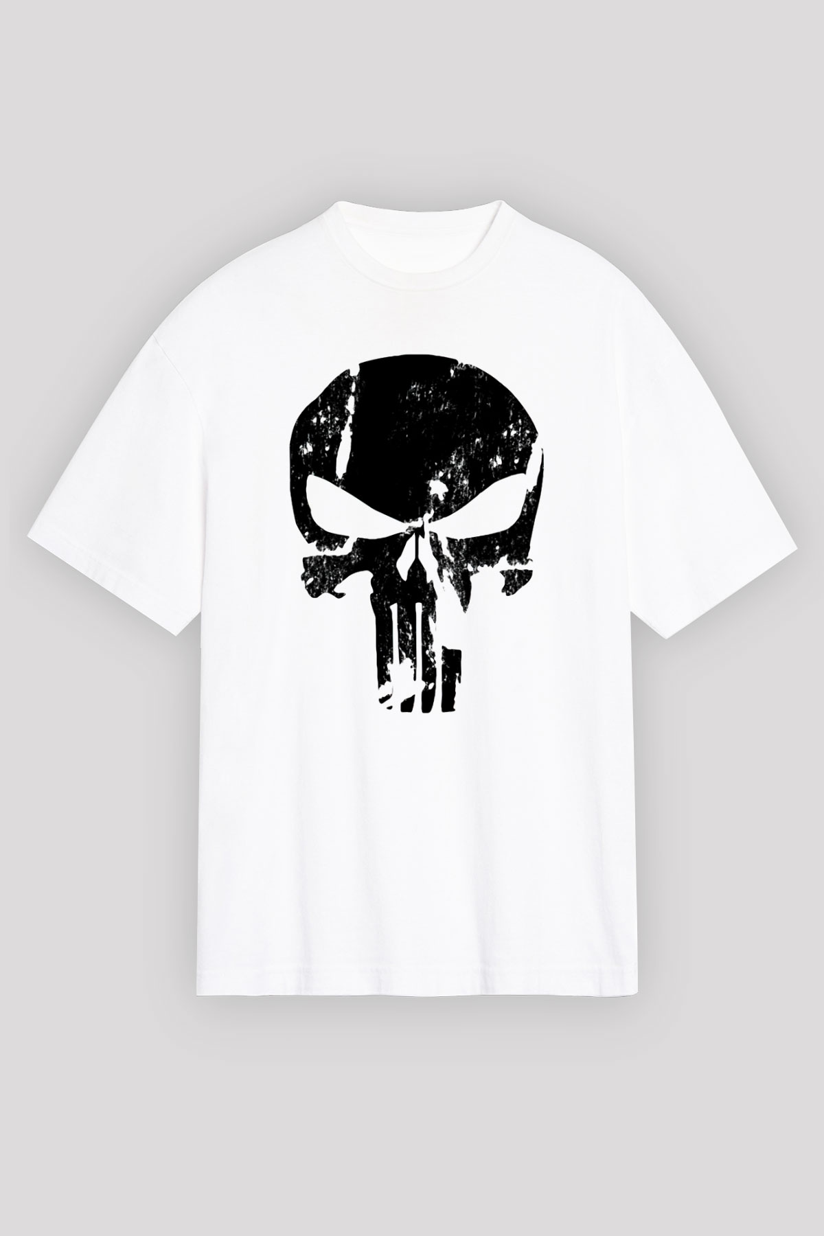 Punisher Beyaz Unisex Oversize Tişört T-Shirt