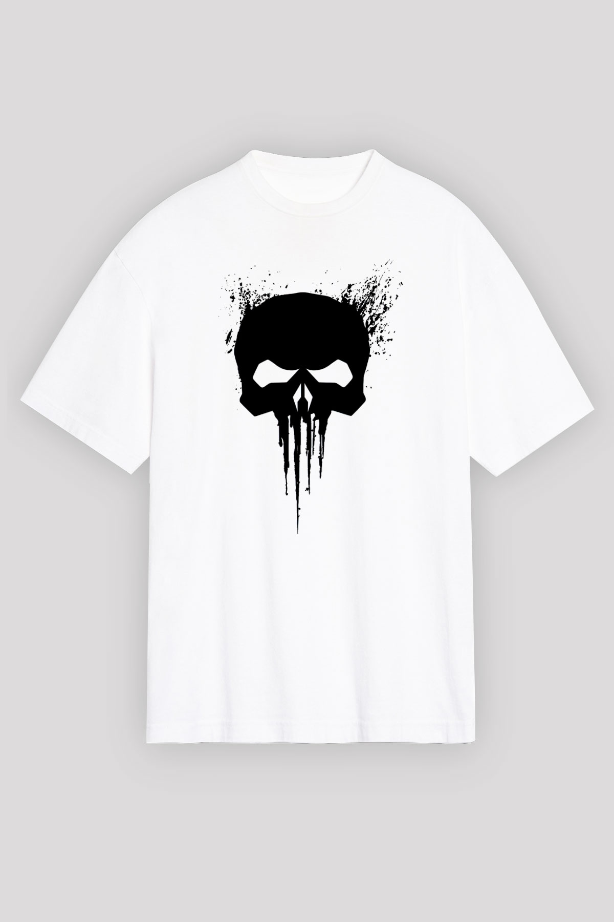 Punisher Beyaz Unisex Oversize Tişört T-Shirt