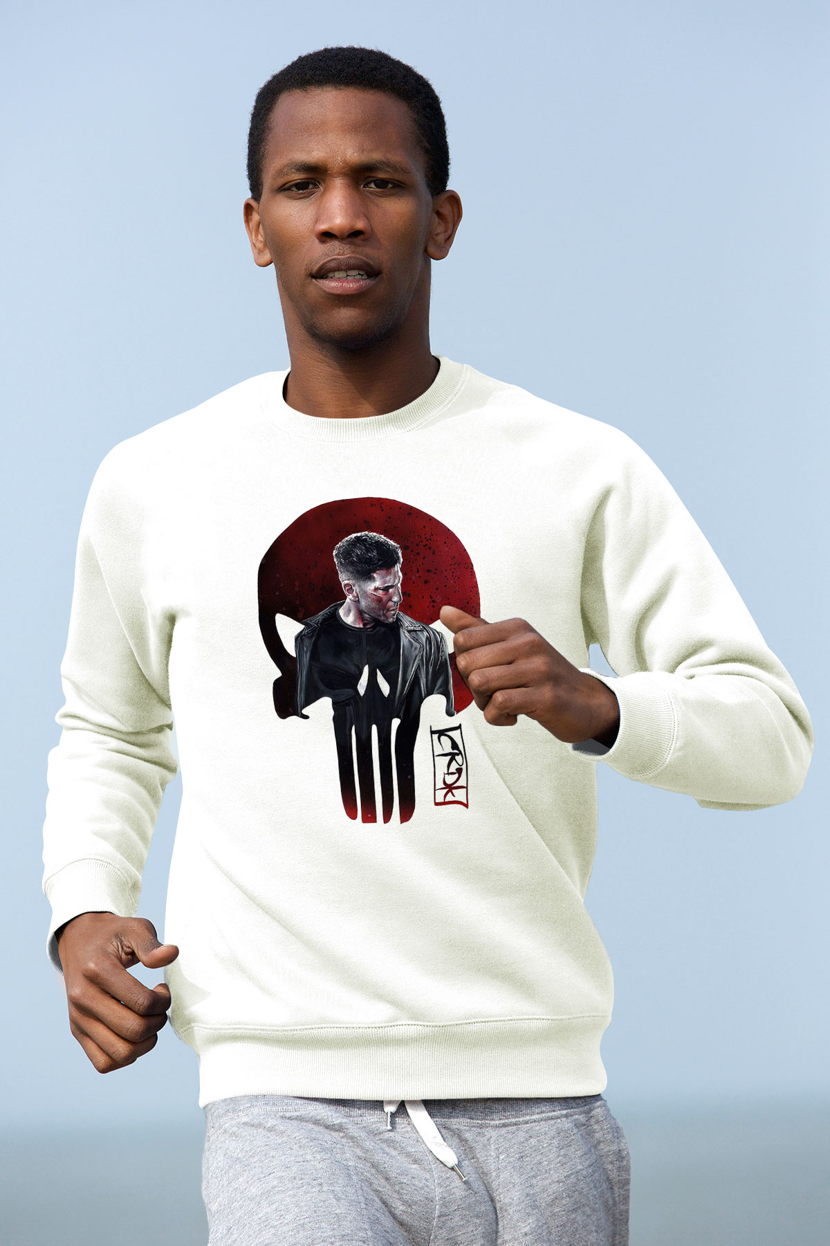 Punisher Beyaz Unisex Sweatshirt