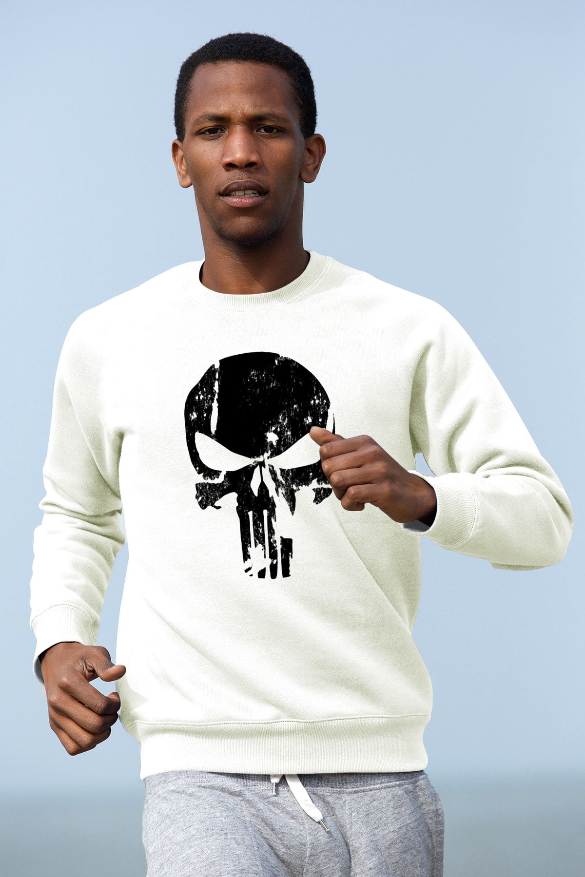 Punisher Beyaz Unisex Sweatshirt