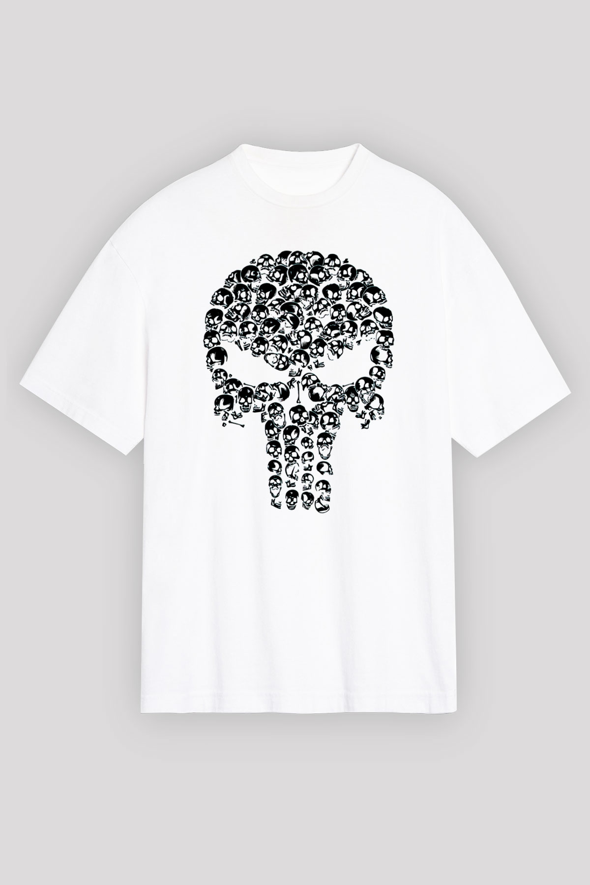 Punisher Beyaz Oversize Tişört Oversize T-shirt