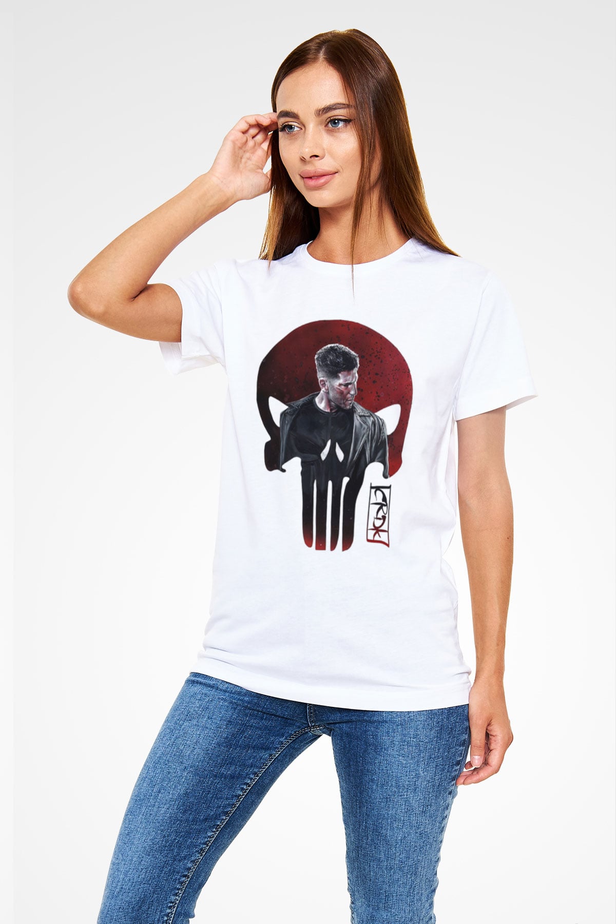 Punisher Beyaz Unisex Tişört T-Shirt