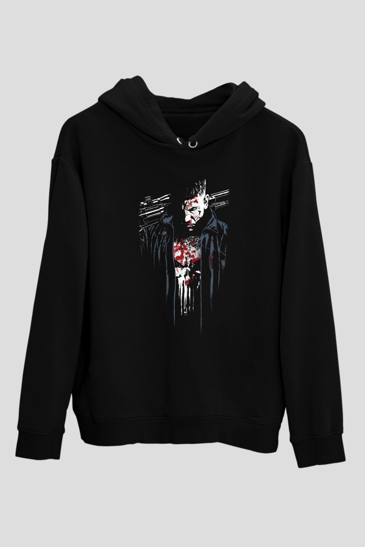 Punisher Siyah Unisex Hoodie