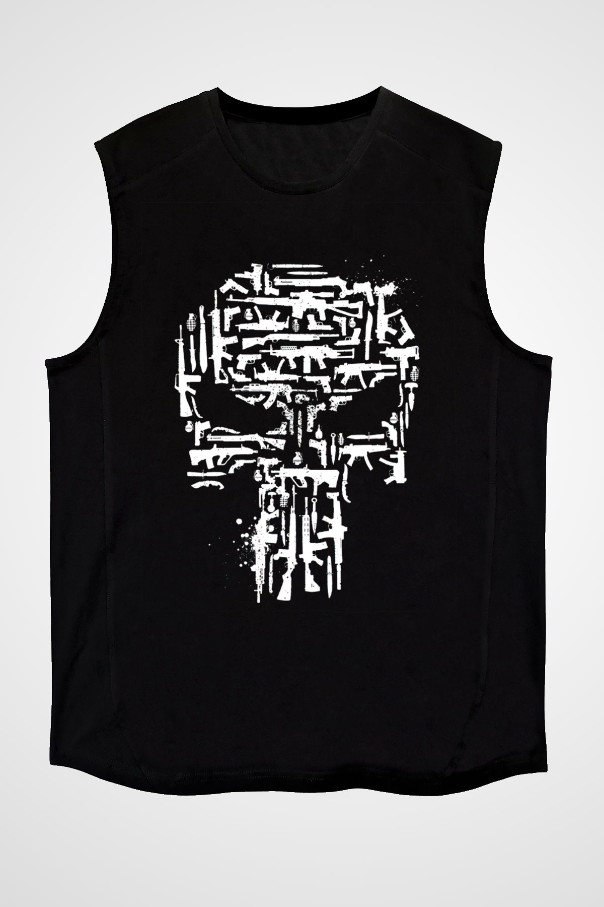 Punisher Siyah Unisex Kolsuz Tişört