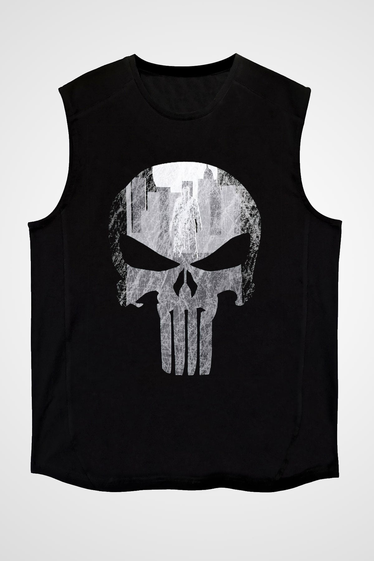 Punisher Siyah Unisex Kolsuz Tişört