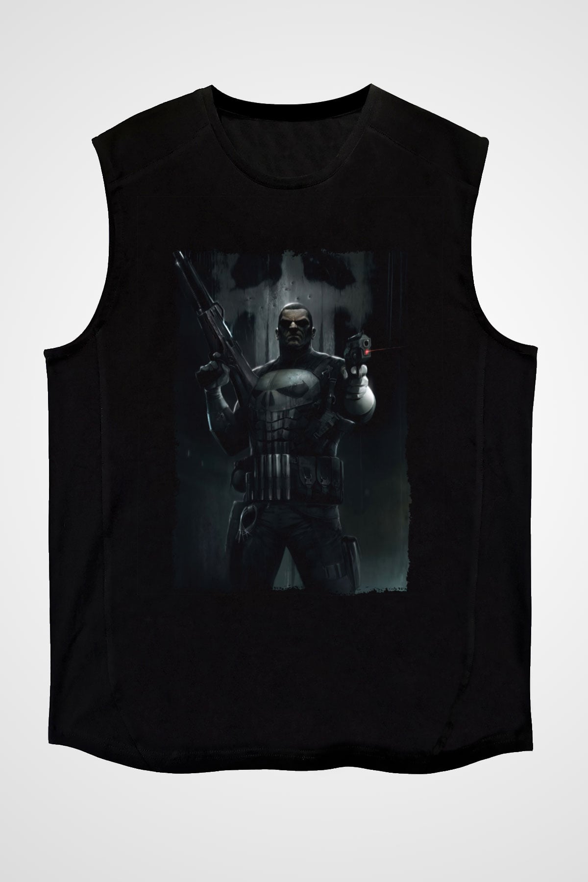 Punisher Siyah Unisex Kolsuz Tişört