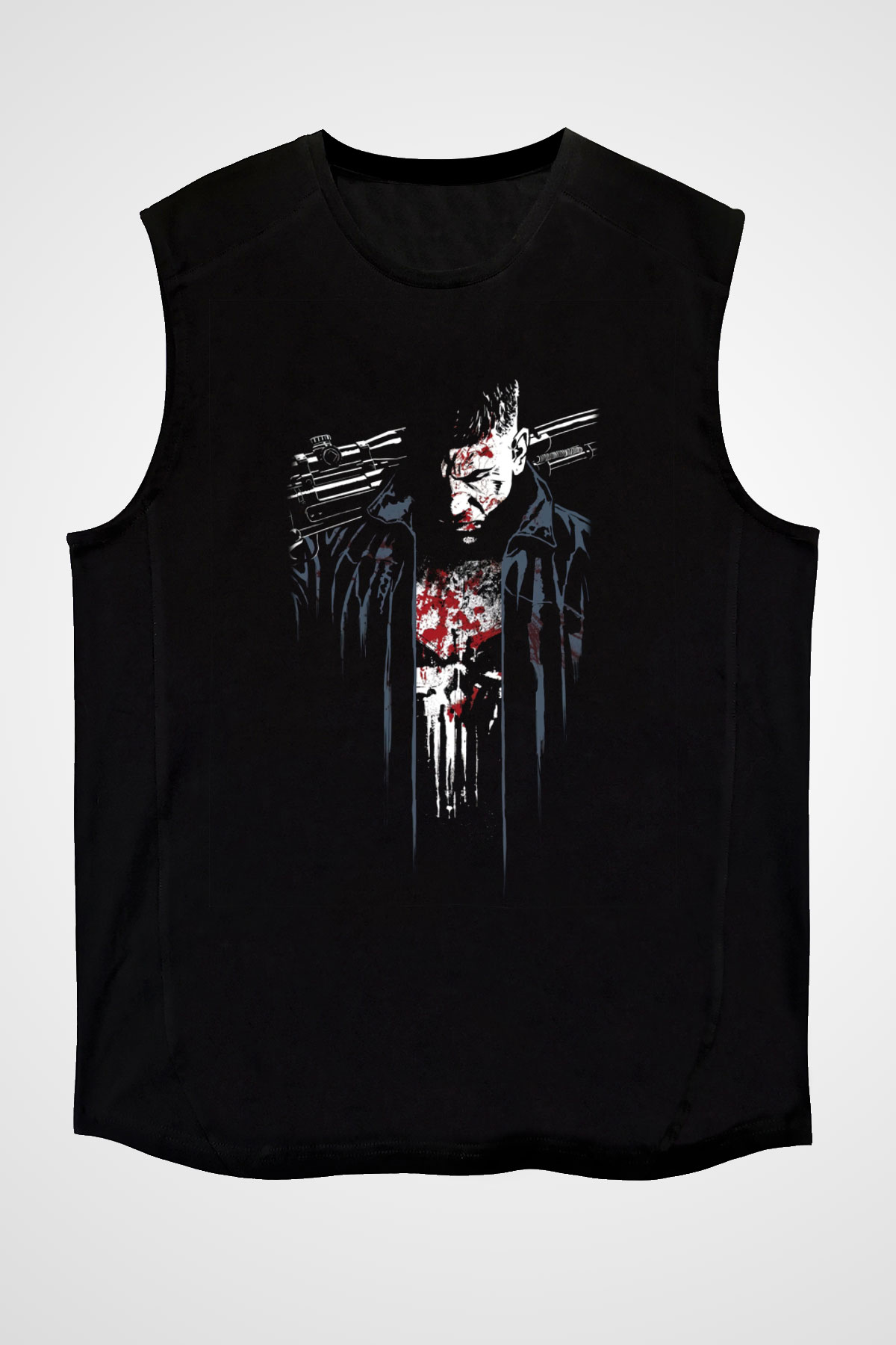 Punisher Siyah Unisex Kolsuz Tişört