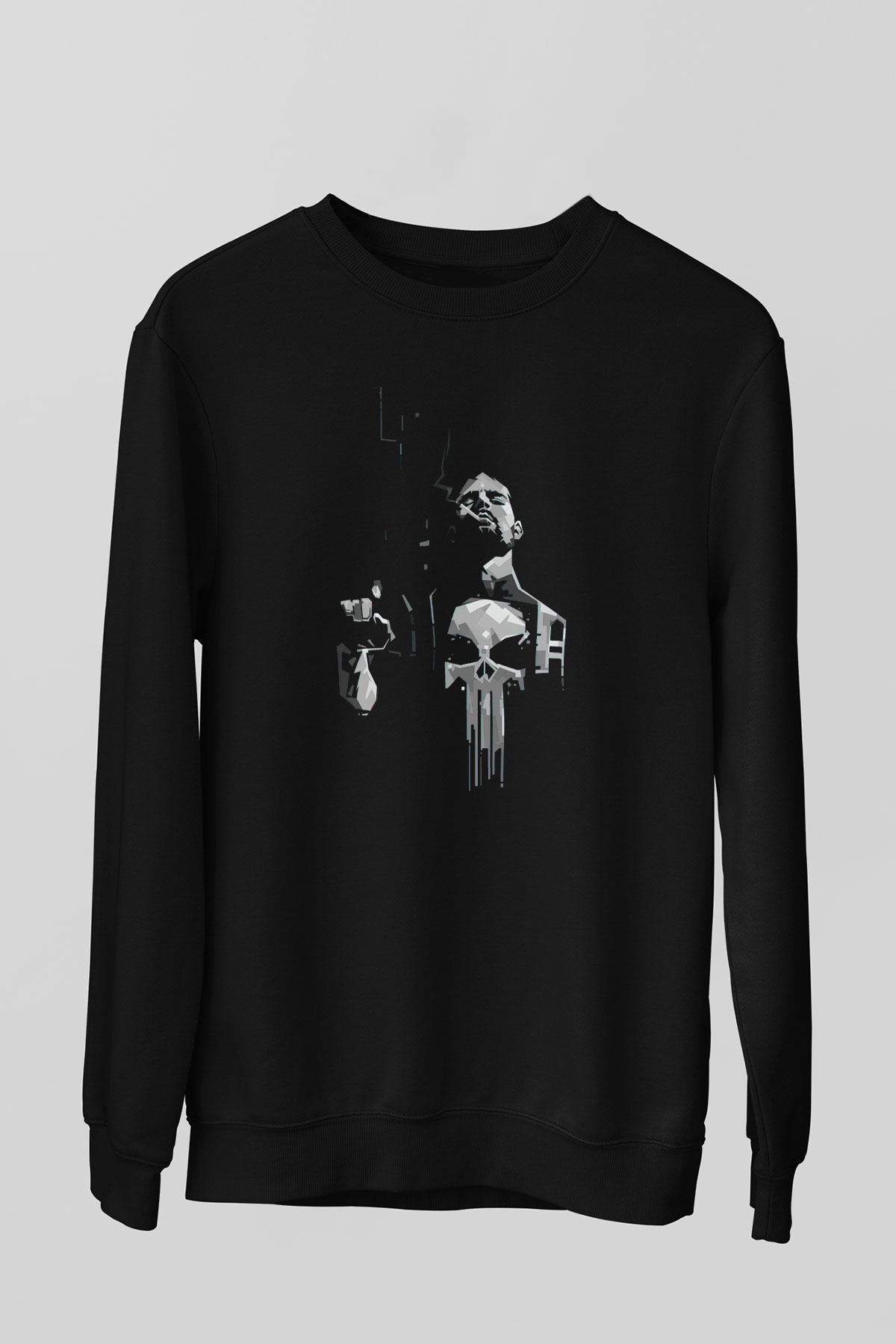 Punisher Siyah Unisex Sweatshirt