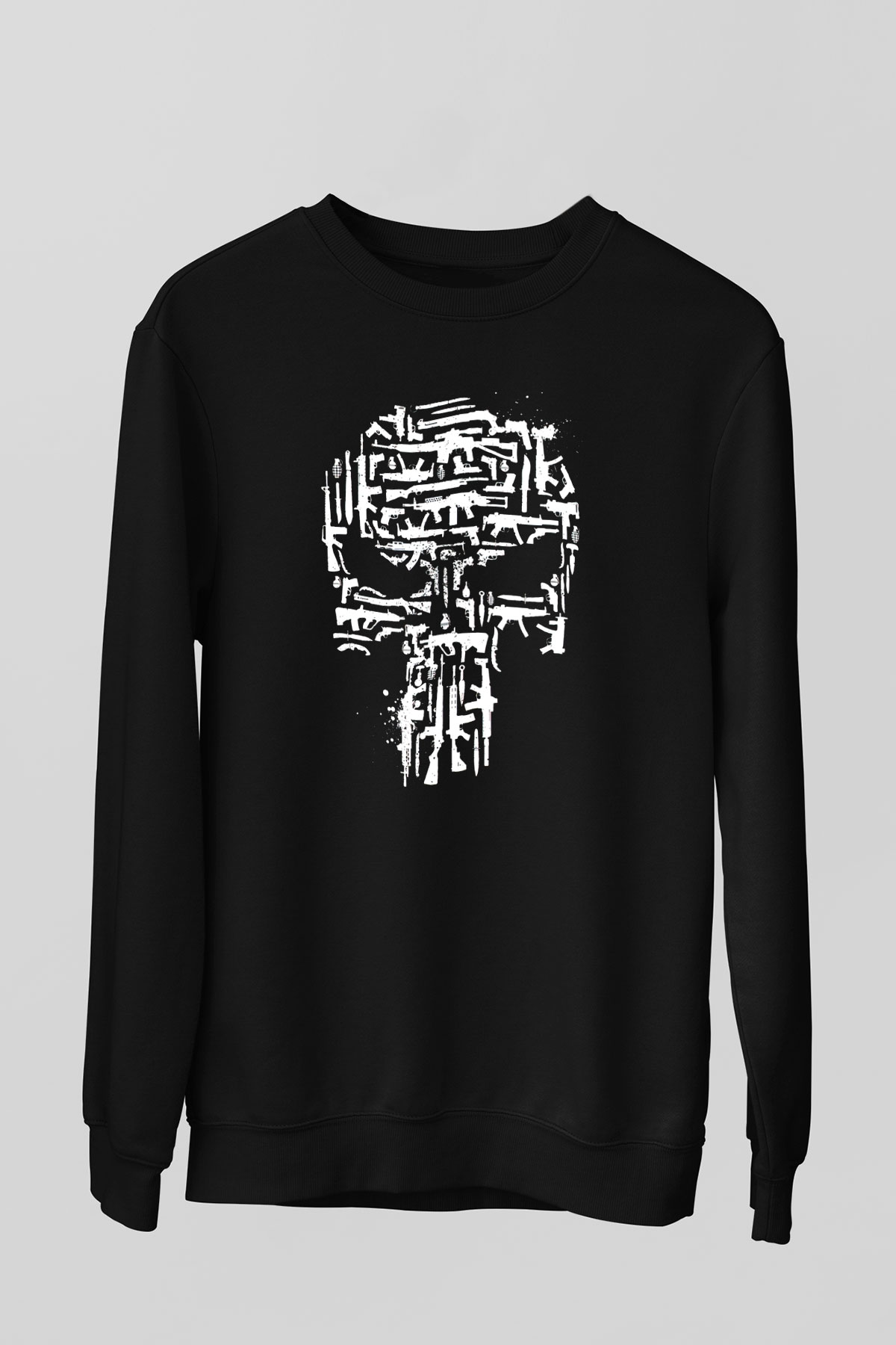 Punisher Siyah Unisex Sweatshirt