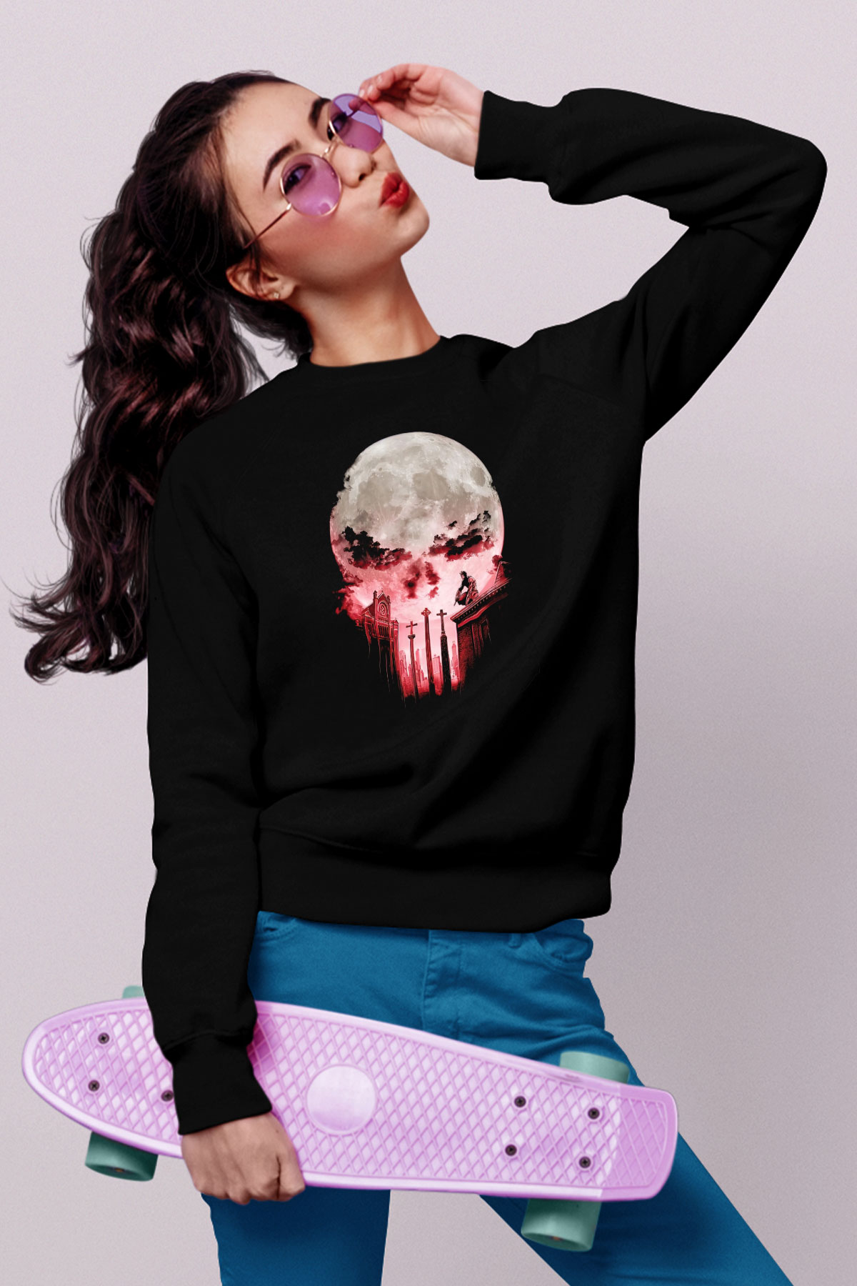 Punisher Siyah Unisex Sweatshirt