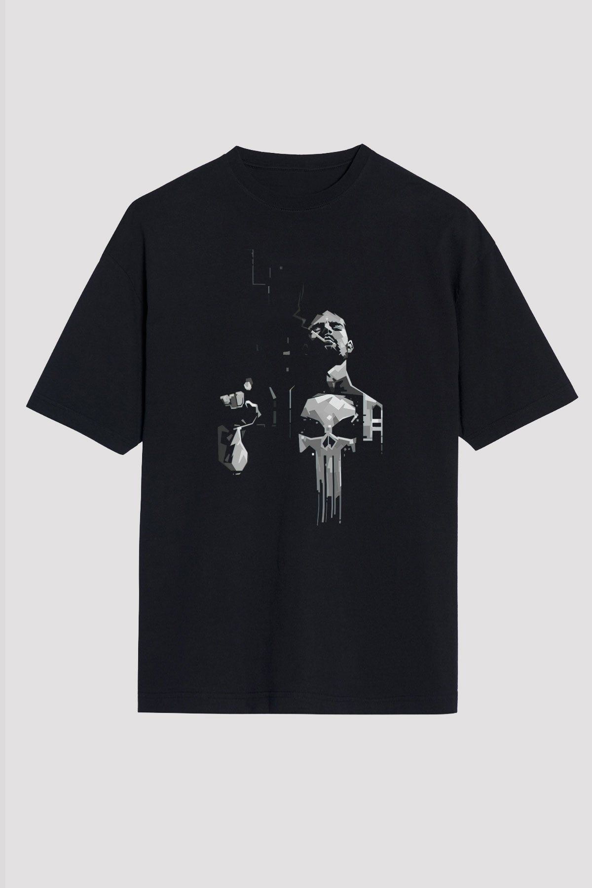Punisher Siyah Oversize Tişört Oversize T-shirt