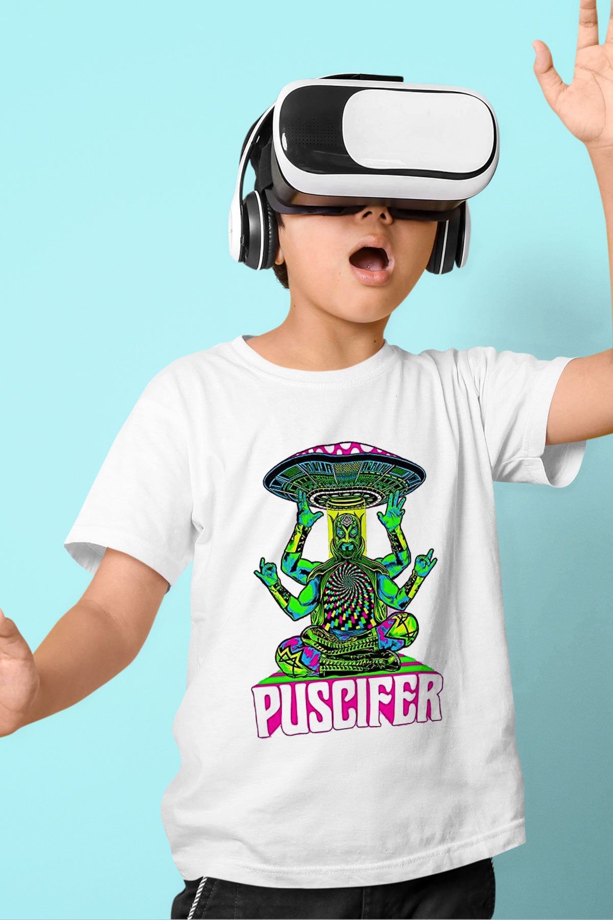 Puscifer Baskılı Beyaz Unisex Beyaz Çocuk Tişört - Tshirt