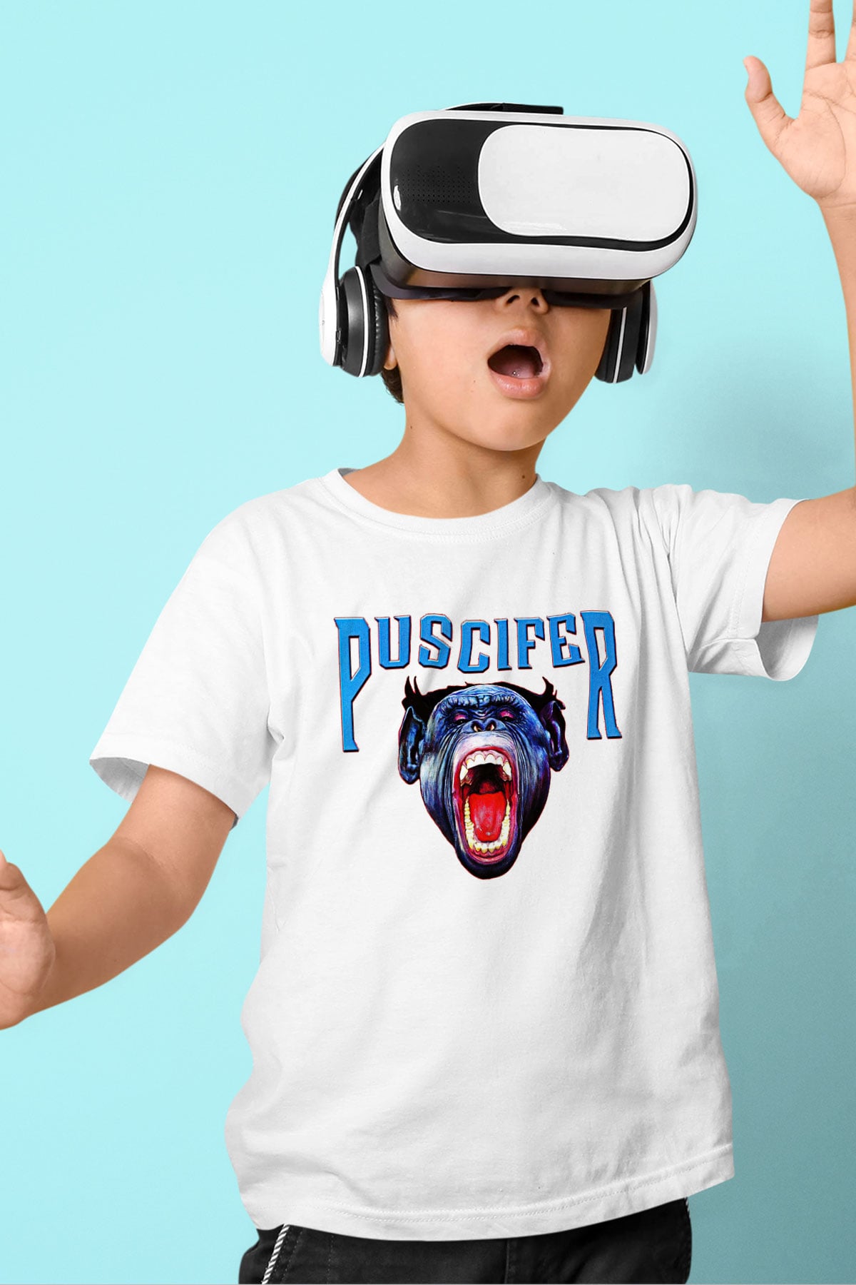 Puscifer Baskılı Beyaz Unisex Beyaz Çocuk Tişört - Tshirt