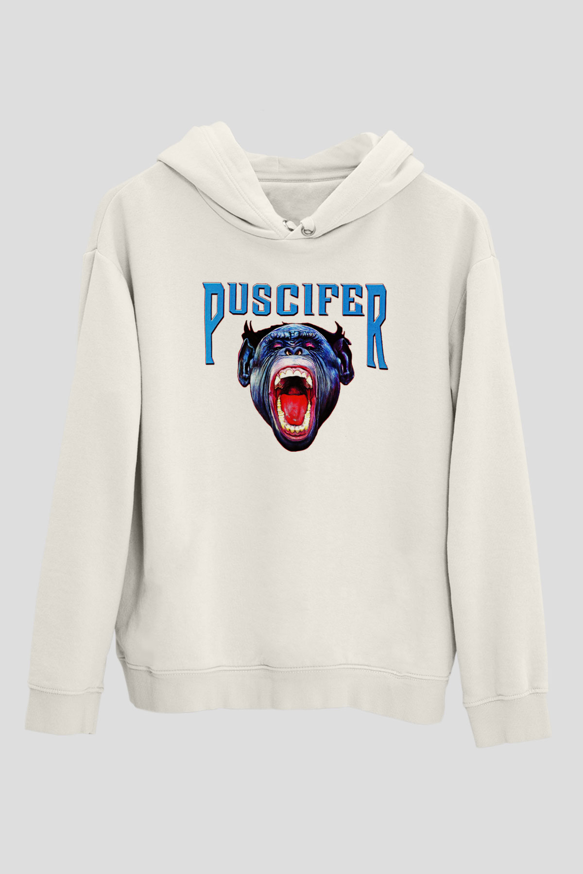 Puscifer Baskılı Beyaz Unisex Kapüşonlu Sweatshirt