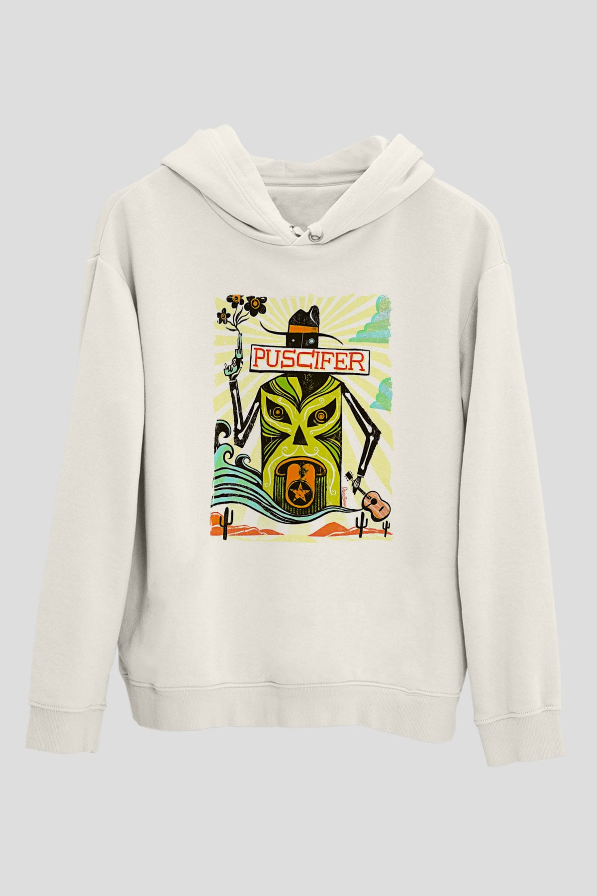 Puscifer Baskılı Beyaz Unisex Kapüşonlu Sweatshirt