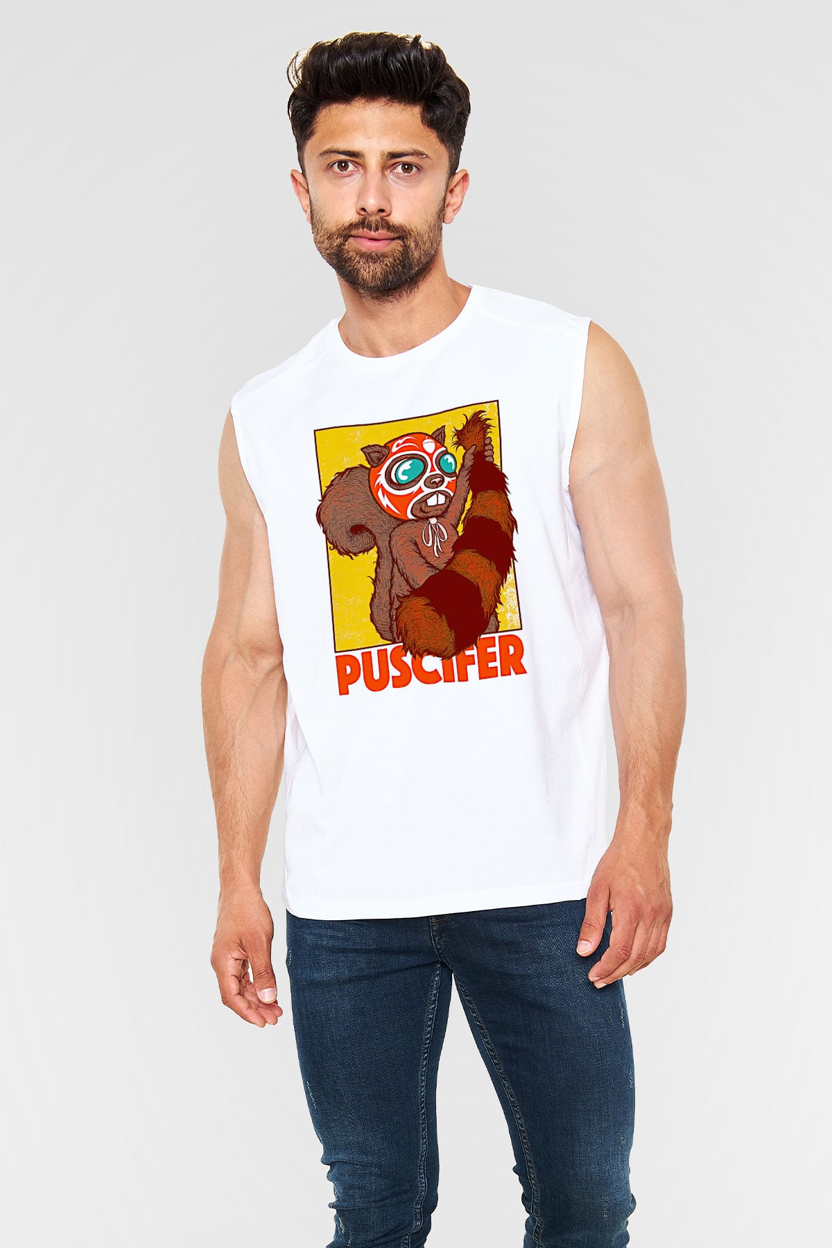 Puscifer Baskılı Beyaz Unisex Kolsuz Tişört - Tshirt