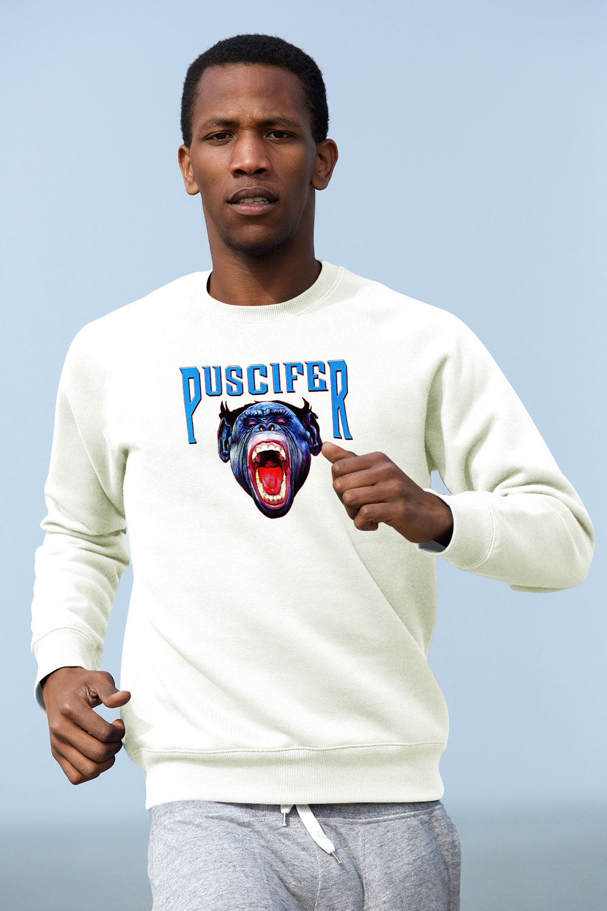 Puscifer Baskılı Beyaz Unisex Sweatshirt