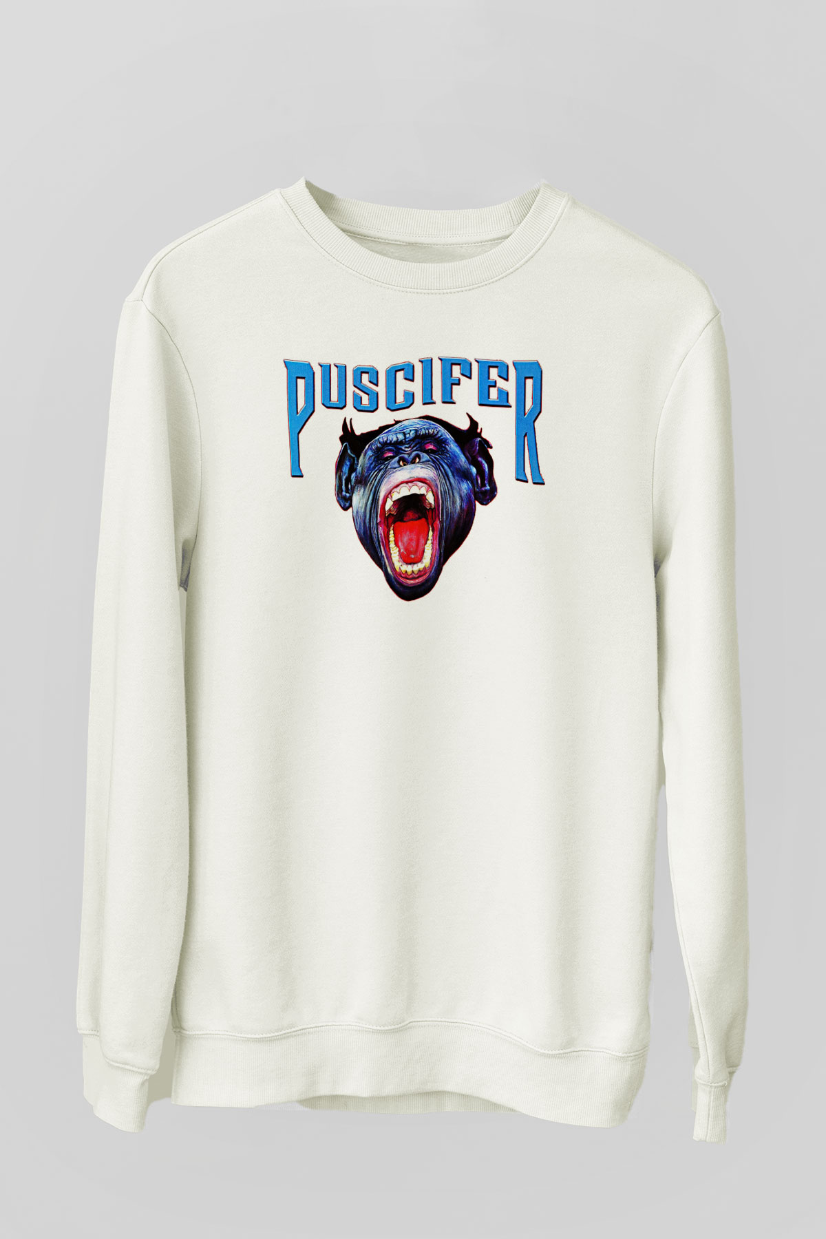 Puscifer Baskılı Beyaz Unisex Sweatshirt