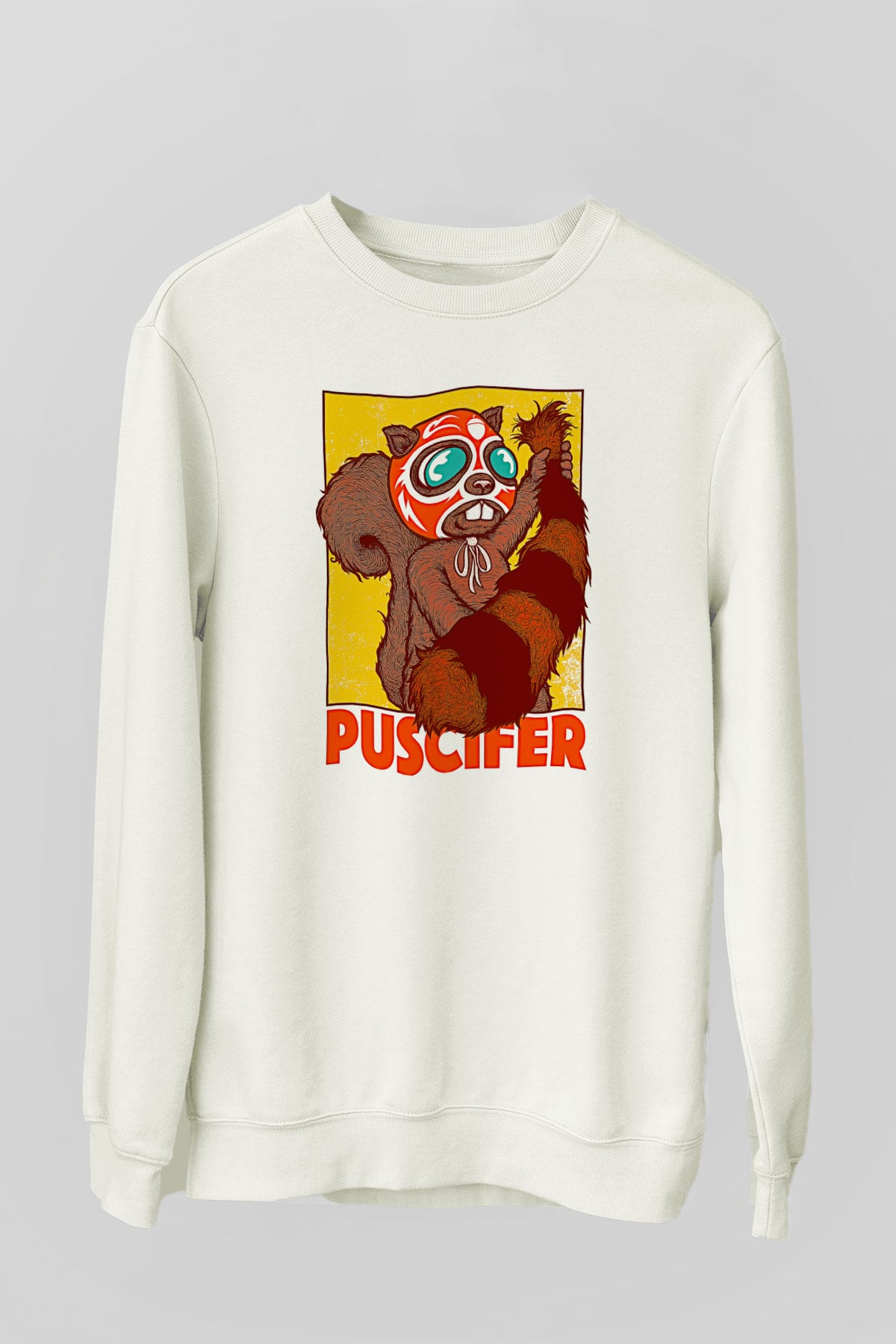 Puscifer Baskılı Beyaz Unisex Sweatshirt