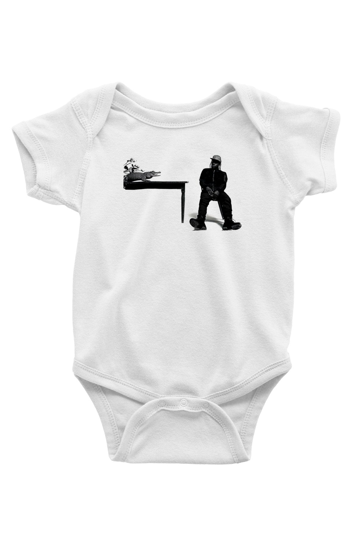 Pusha T Baskılı Beyaz Unisex Bebek Body - Zıbın