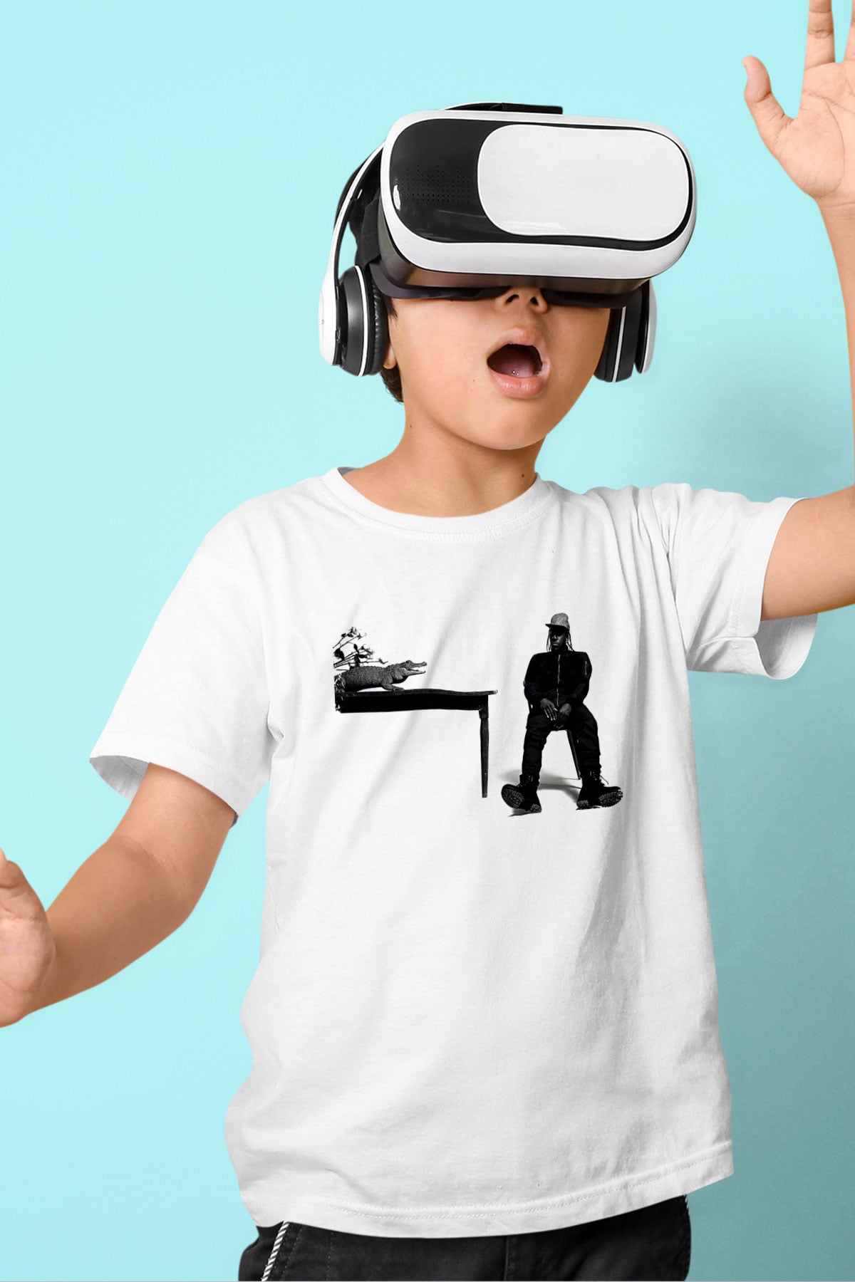 Pusha T Baskılı Beyaz Unisex Beyaz Çocuk Tişört - Tshirt