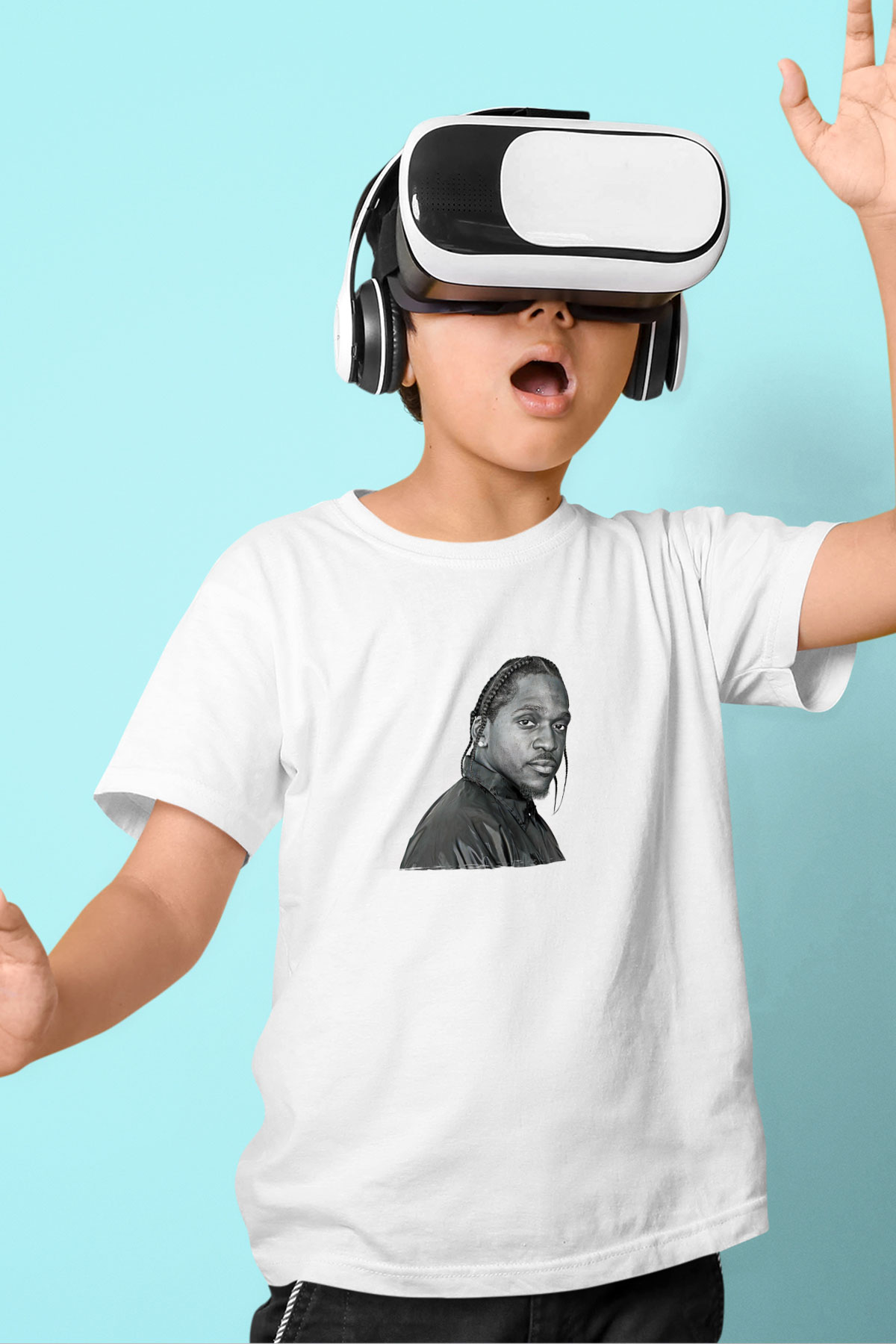 Pusha T Baskılı Beyaz Unisex Beyaz Çocuk Tişört - Tshirt