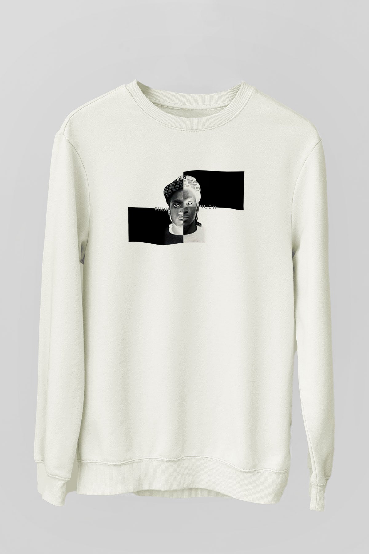 Pusha T Baskılı Beyaz Unisex Sweatshirt