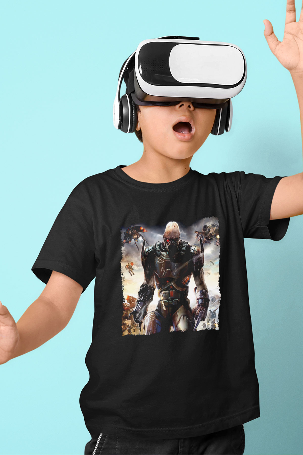 Quake Wars Siyah Unisex Çocuk Tişört