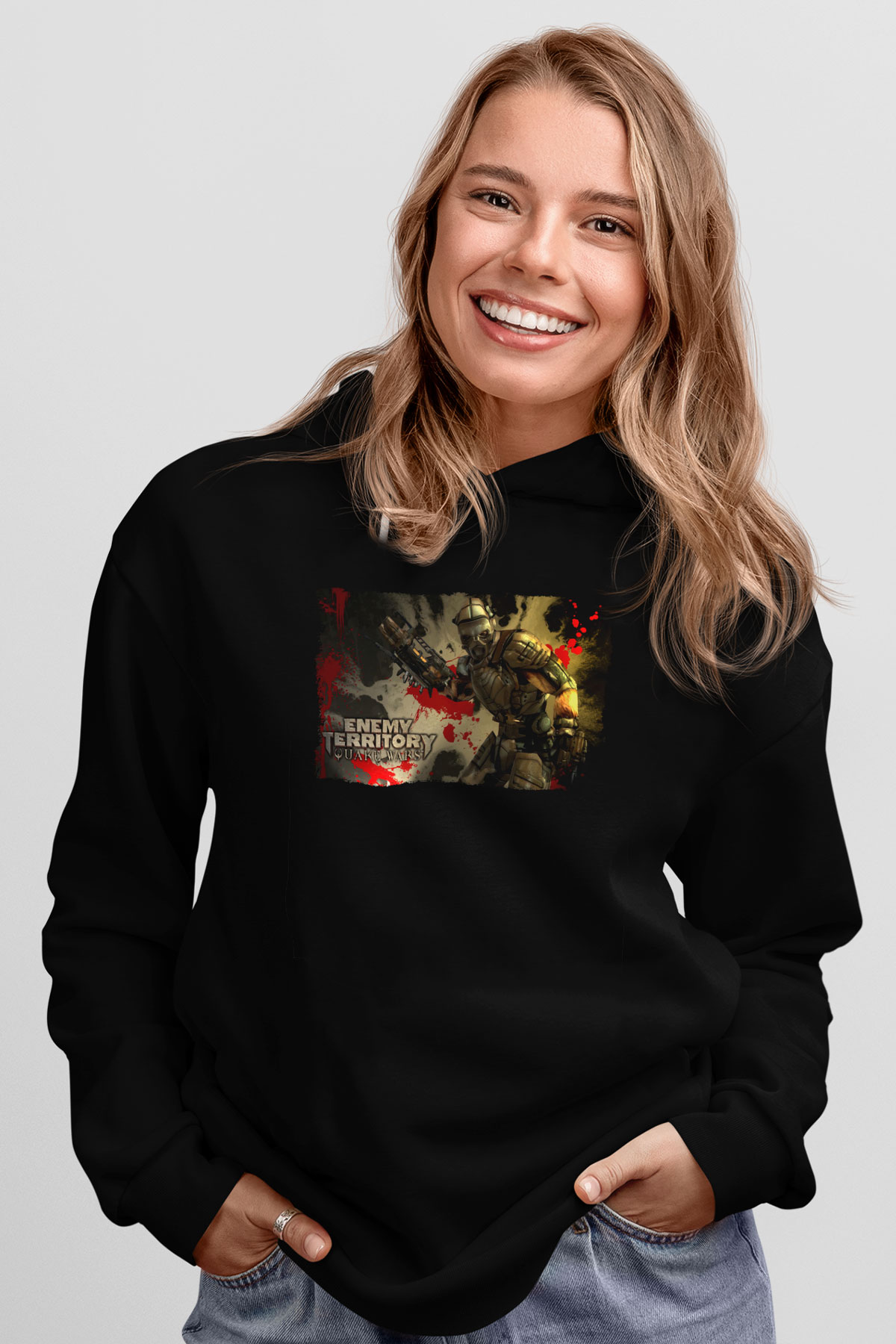 Quake Wars Siyah Unisex Hoodie