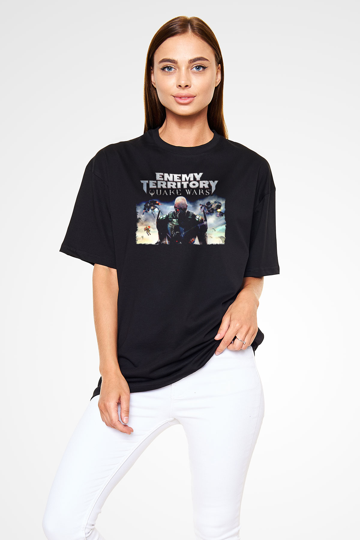 Quake Wars Siyah Oversize Tişört Oversize T-shirt